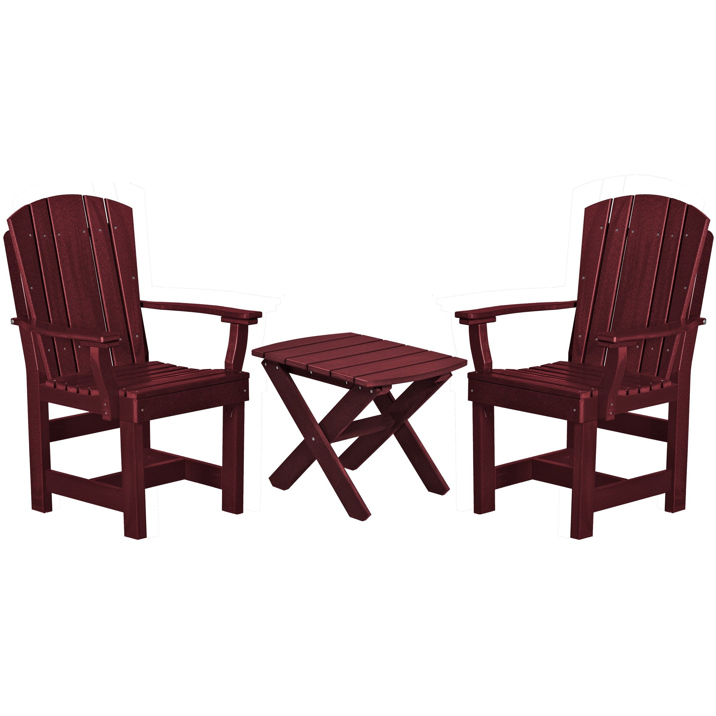burgundy duraweather three piece upright plantation bistro set all weather polywood