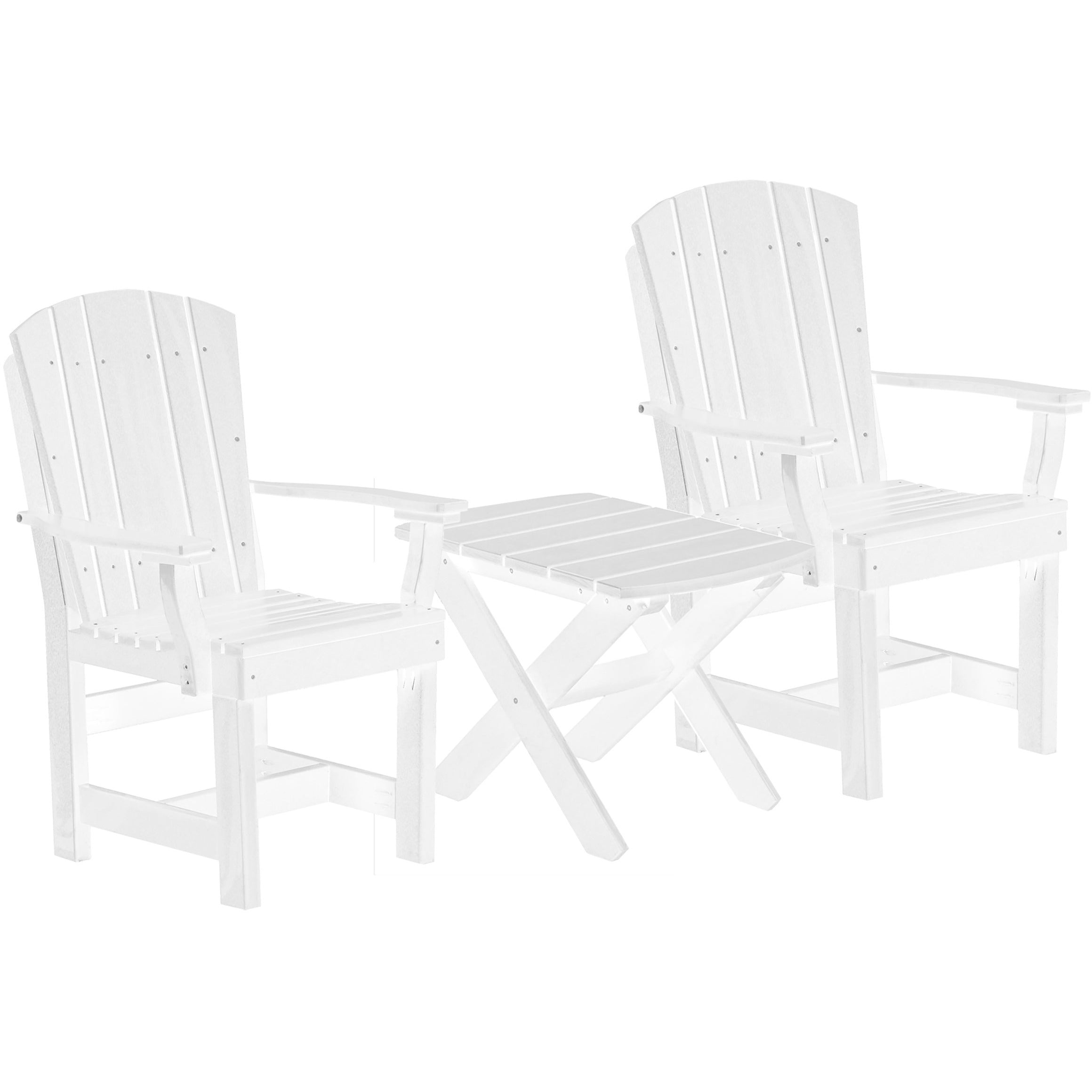 white duraweather three piece upright plantation bistro set all weather polywood
