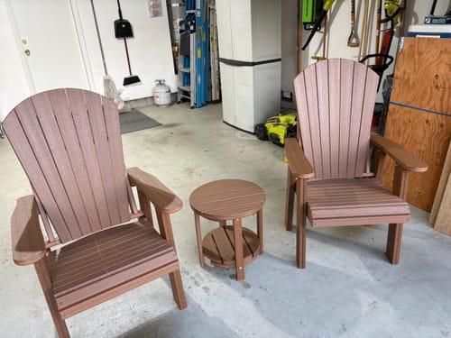 Upright Adirondack Chair & Two Tier 18" Round End Table Set