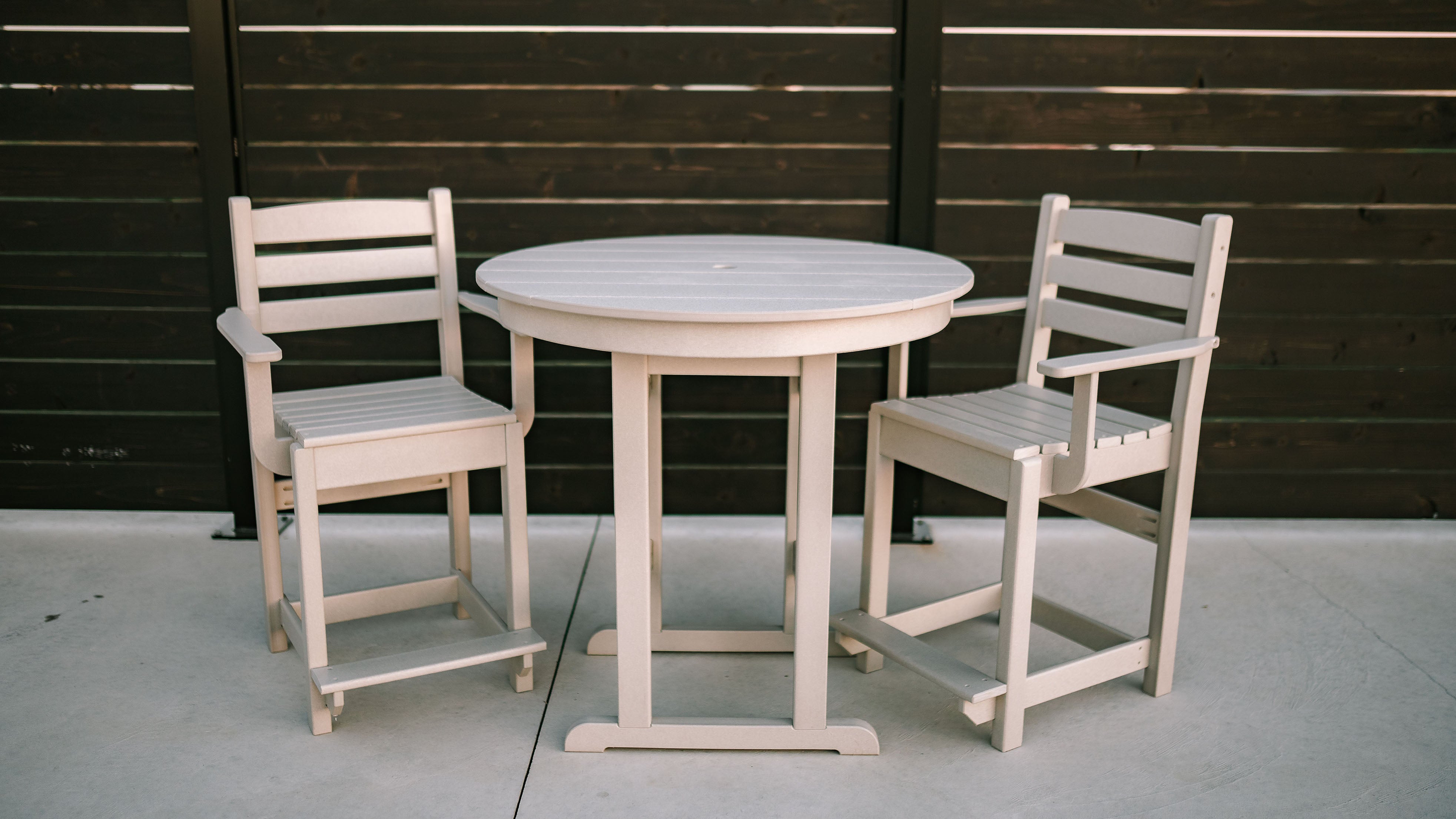 DURAWEATHER POLY® 3pc 33" Round Counter Bistro Set W/ Chair Arms