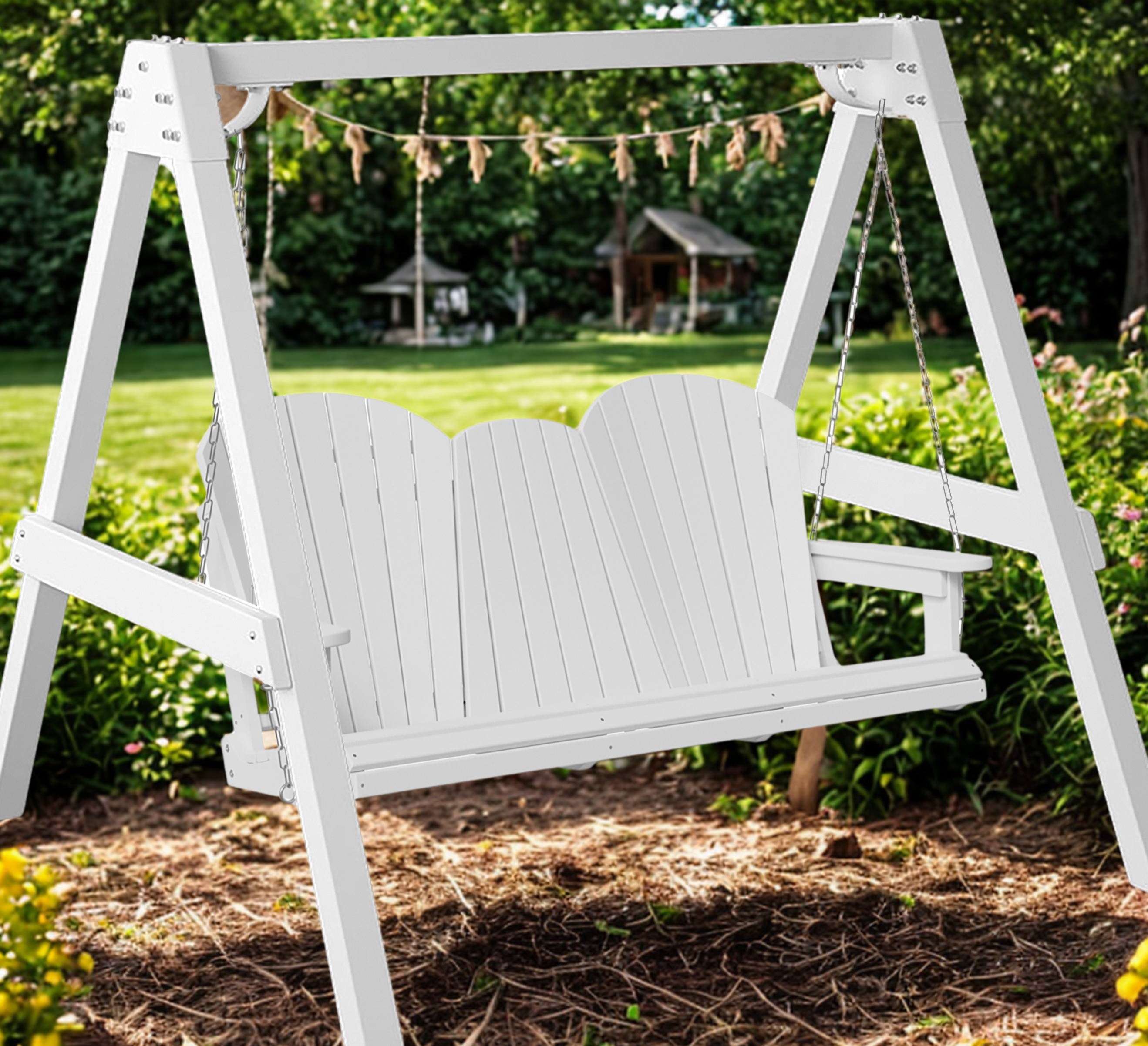 5'ft Porch Swing With Flip Down Tray & Arbor - New
