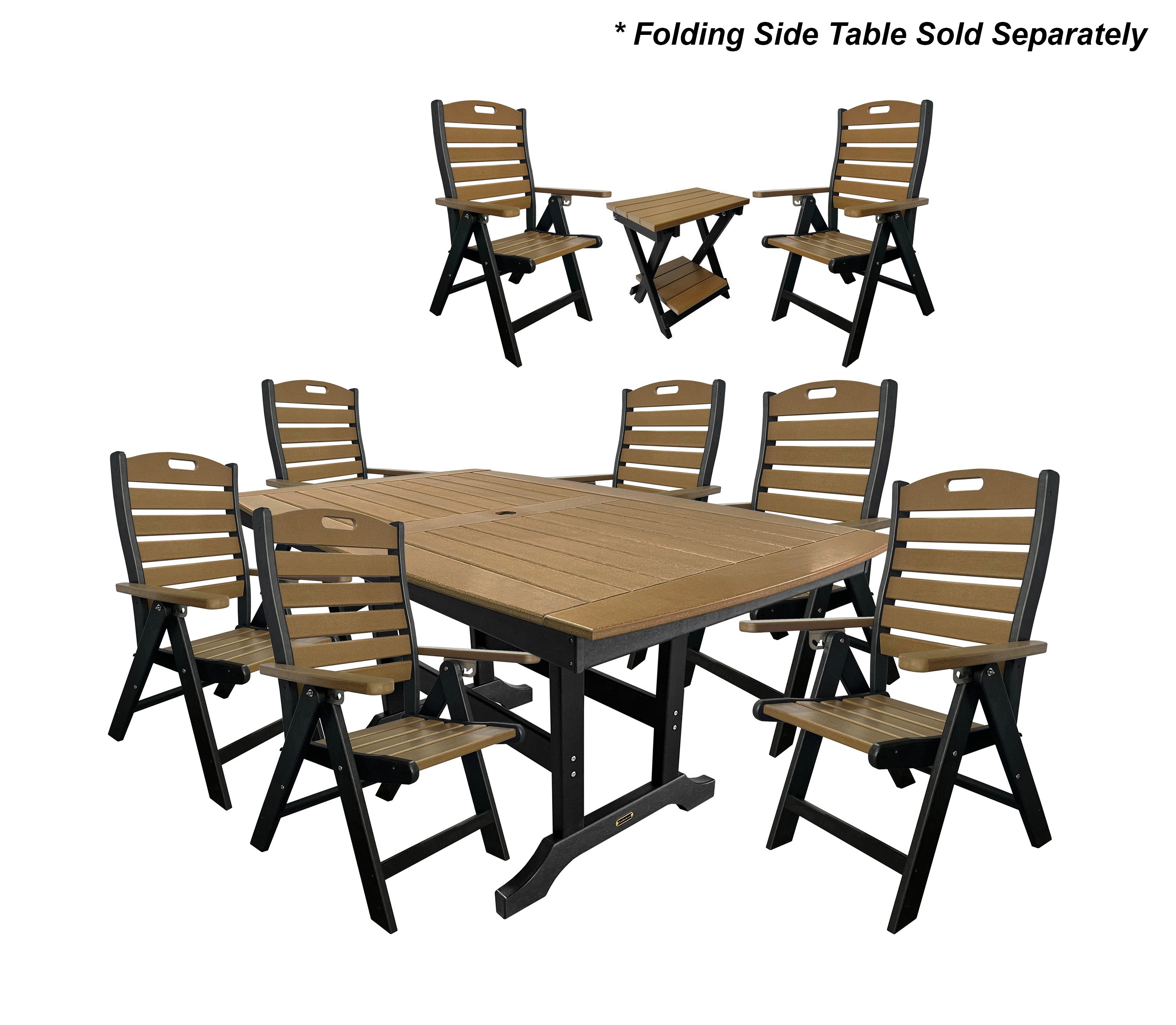 9-Piece Extension Savannah Dining Table Set With Folding & Reclining Chairs