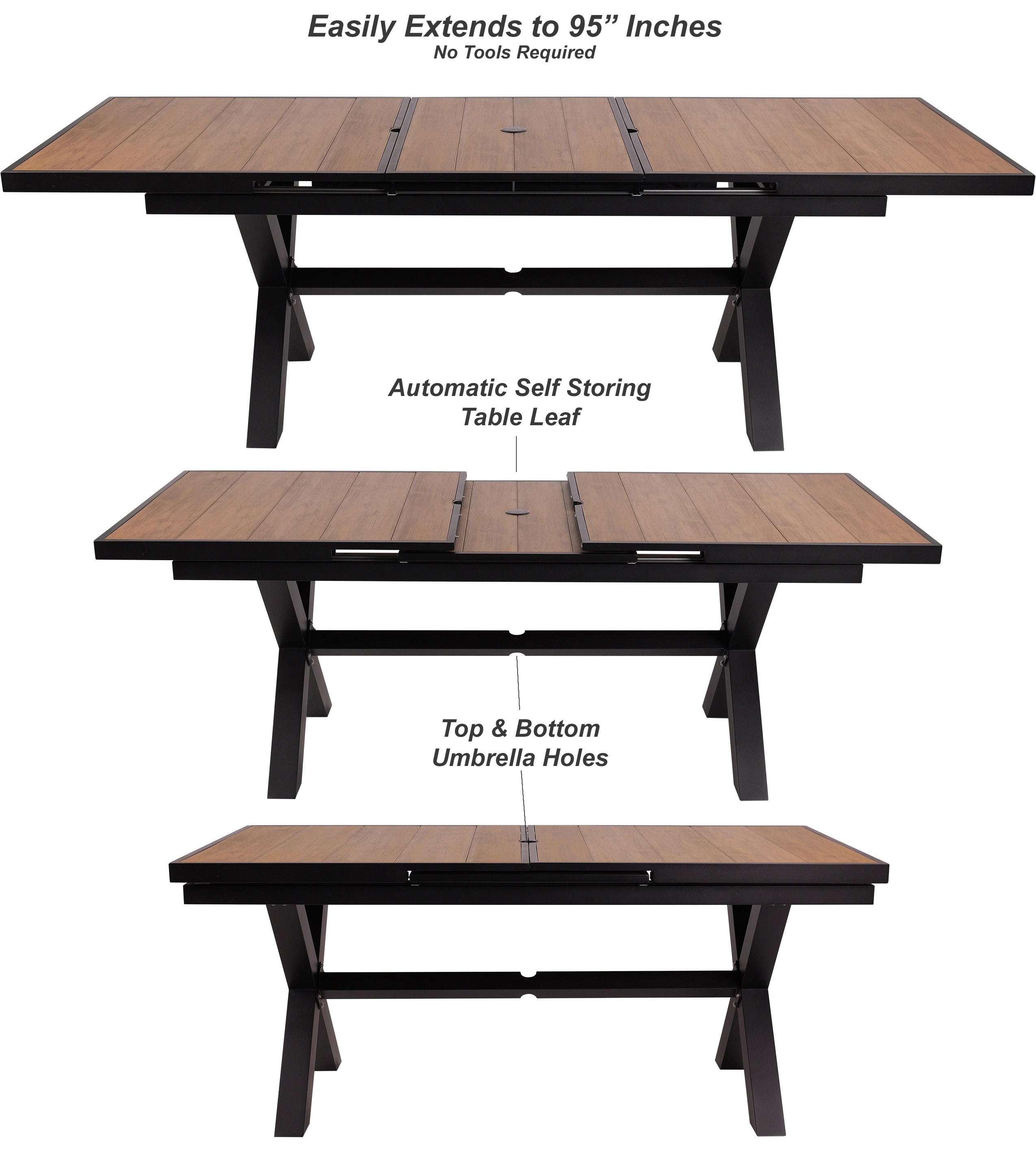 DURAWEATHER POLY® 9-Piece Extendable Outdoor Adirondack Dining Table Set