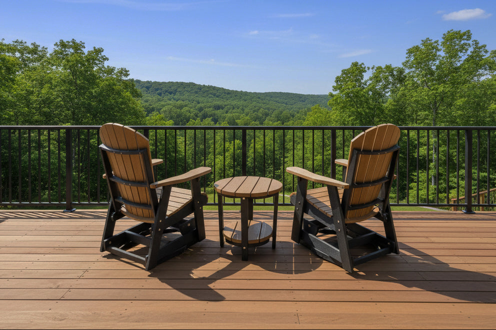 3-Piece Adirondack Swivel Gliders With Two Tier End Table