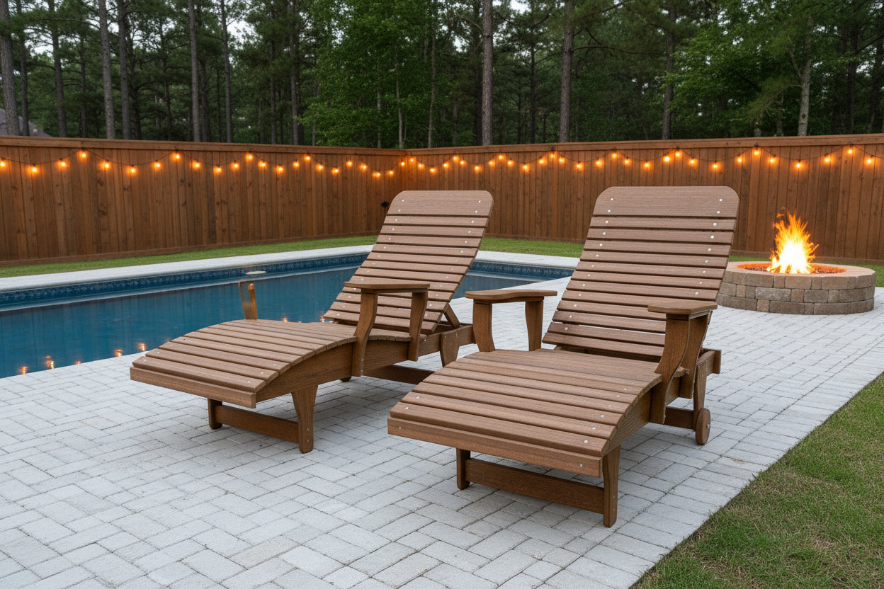 Traditional Chaise Lounge With Wheels And Adjustable Back