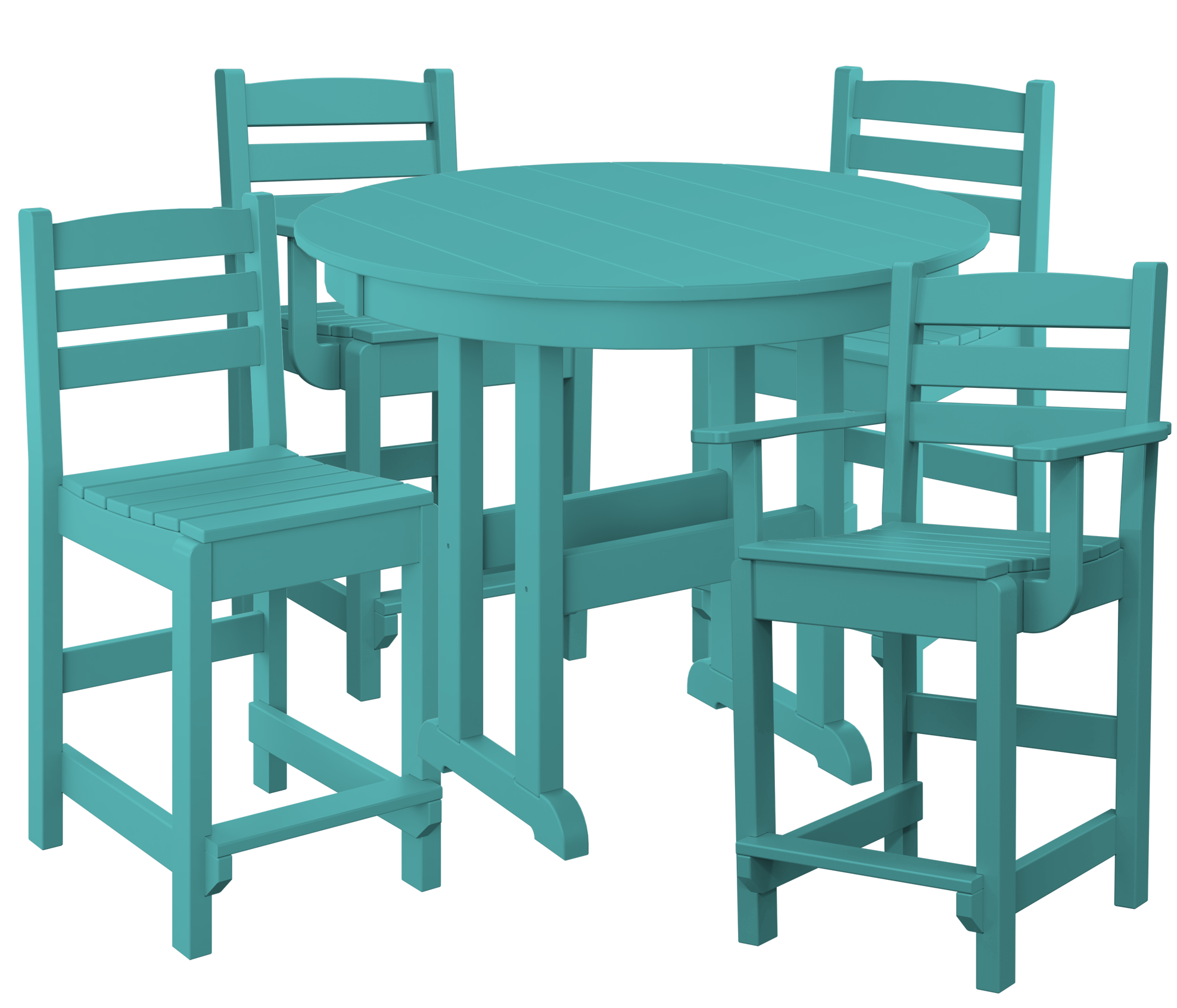 DURAWEATHER POLY® 5-Piece 38” Farmhouse Counter Set Two Side Chairs Two Arm Chairs