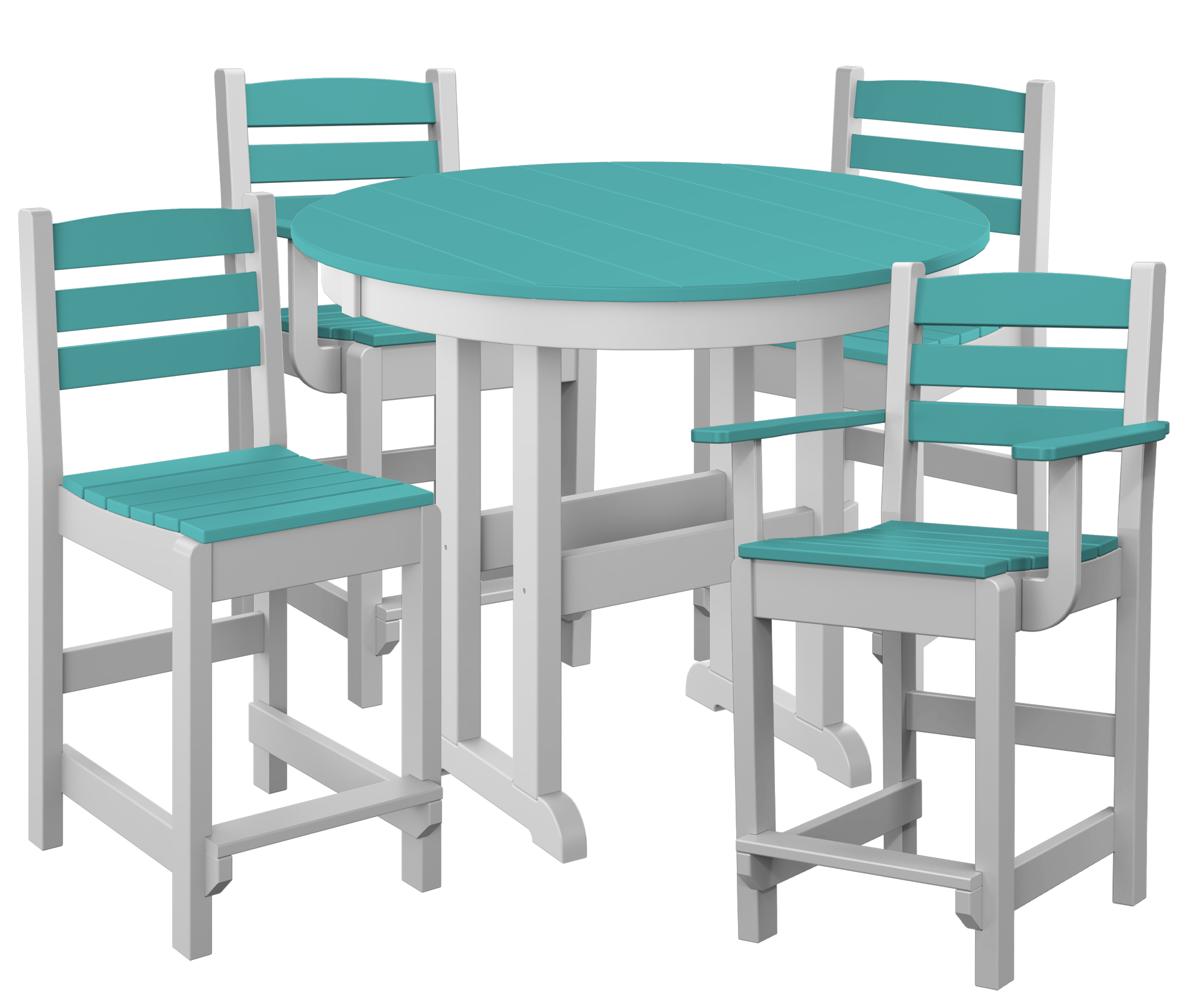 DURAWEATHER POLY® 5-Piece 38” Farmhouse Counter Set Two Side Chairs Two Arm Chairs