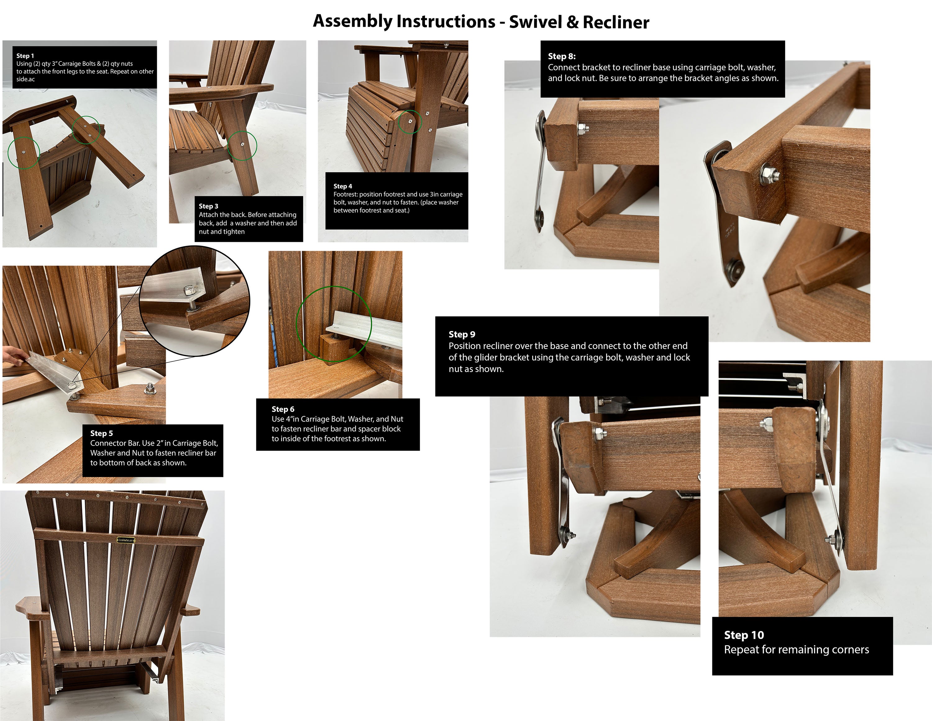 Swivel And Reclining King Size Adirondack Chair