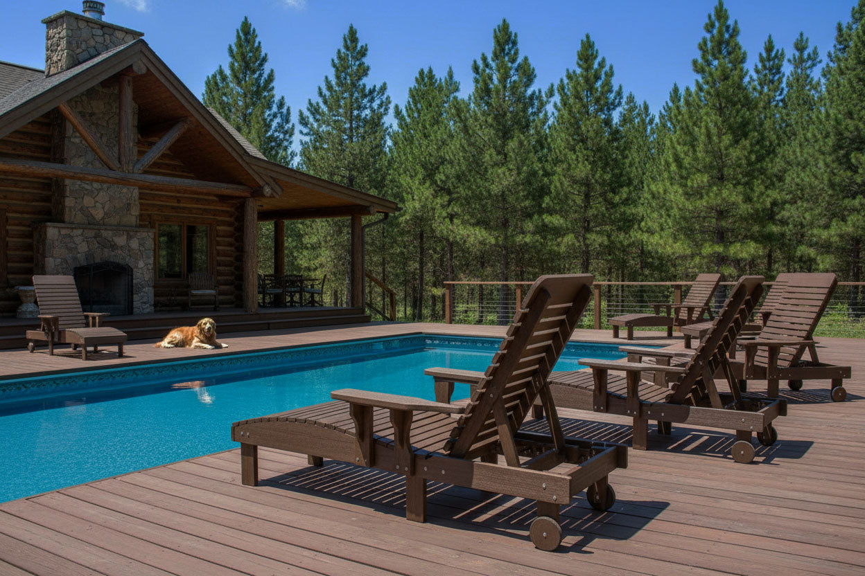 Traditional Chaise Lounge With Wheels And Adjustable Back