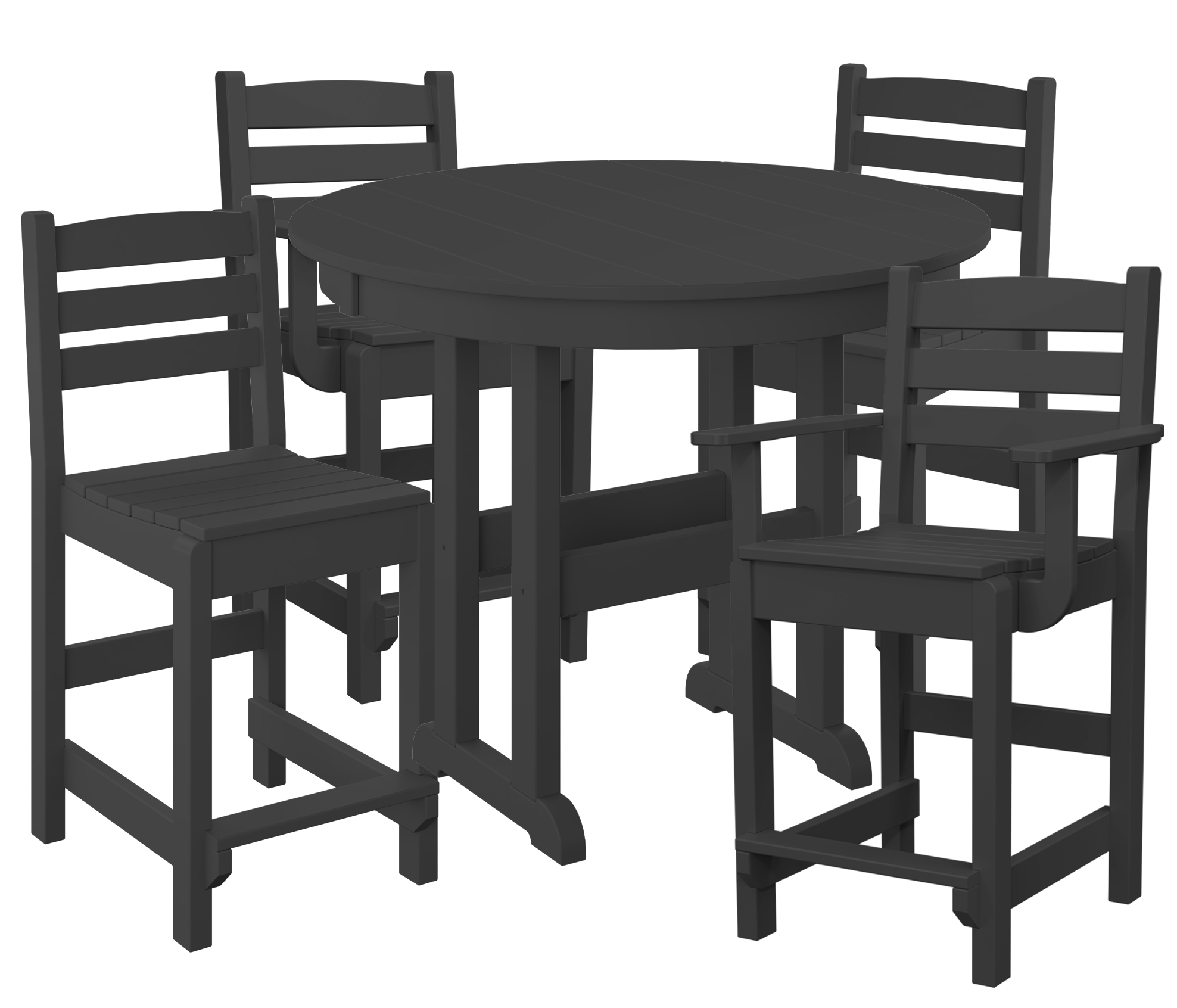 DURAWEATHER POLY® 5-Piece 38” Farmhouse Counter Set Two Side Chairs Two Arm Chairs