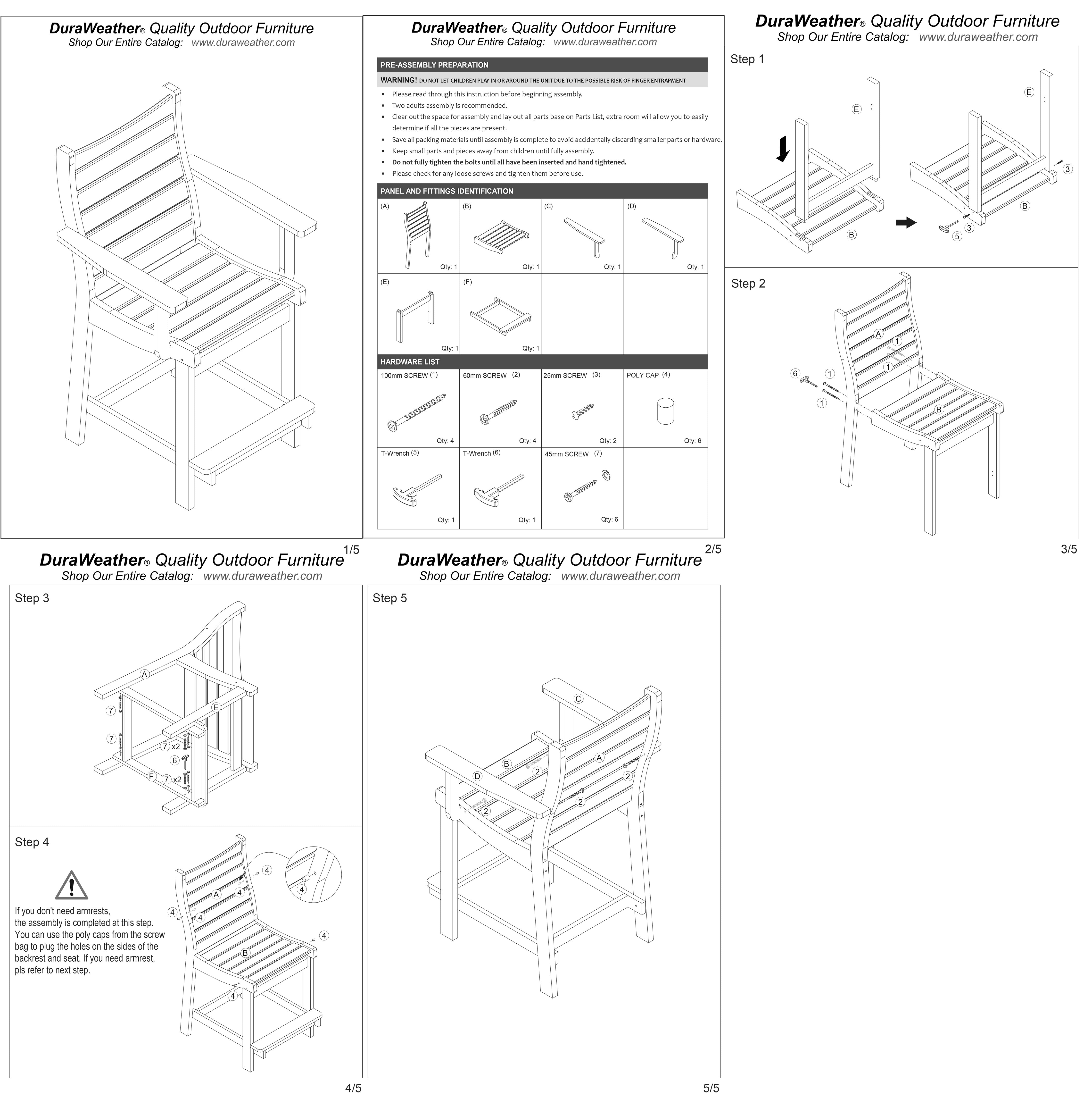 5-Piece Brookshire Counter Height Dining Table Set