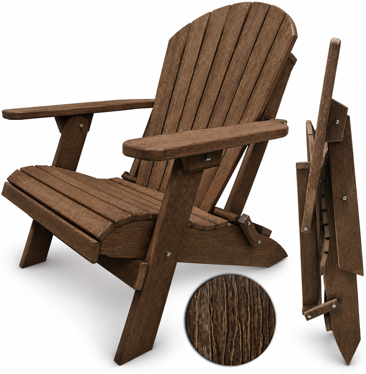 Set of 8 Folding Adirondack Chairs King-Size