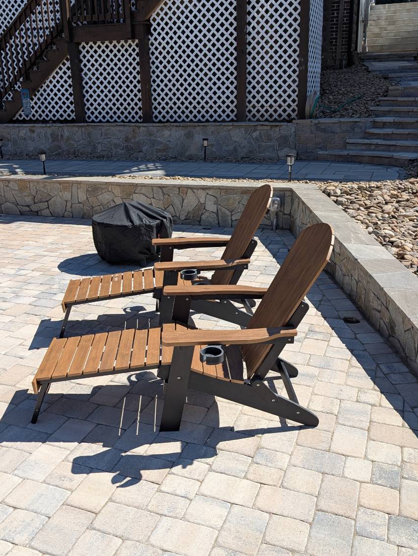 Folding Adirondack Chair with Built in Footrest & Cup/Wine Holders King Size