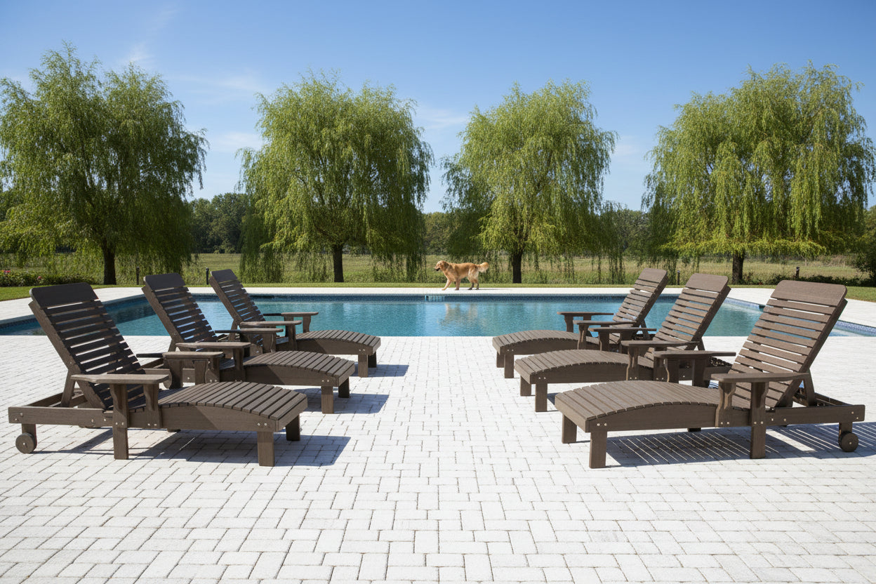 Traditional Chaise Lounge With Wheels And Adjustable Back