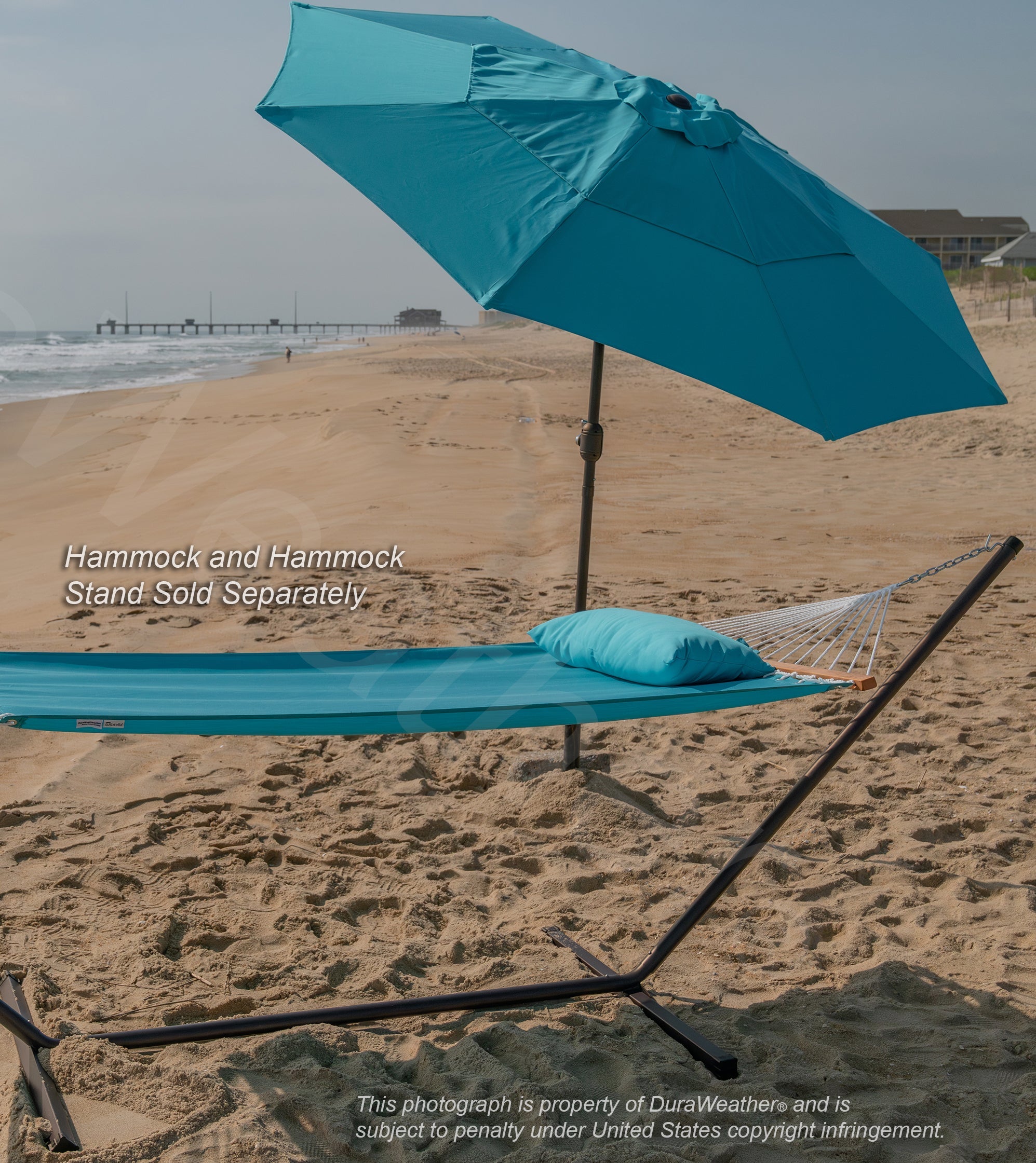 DURAWEATHER POLY® 9'ft Patio Umbrella Push Button Tilt Double Wind Vents Includes Base in Sunbrella Fabrics