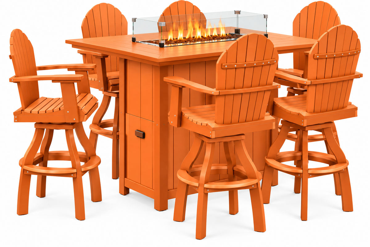 7-Piece Nantucket Pub Height Fire Pit Table Set