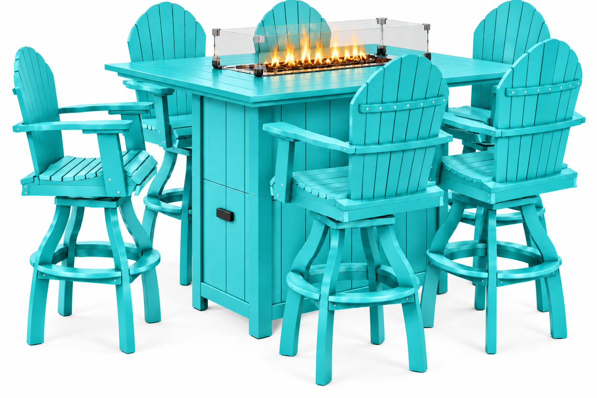 7-Piece Nantucket Pub Height Fire Pit Table Set