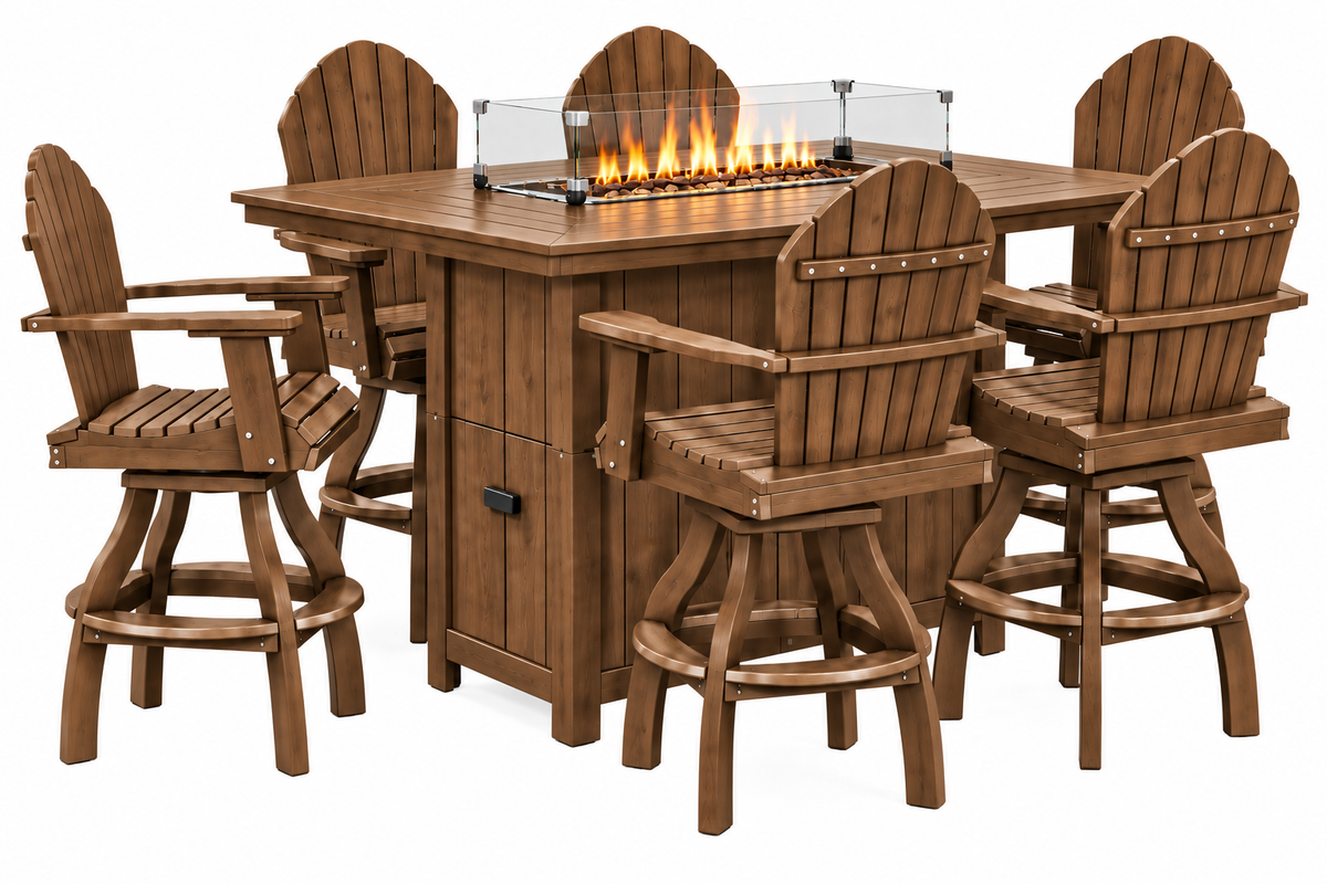 7-Piece Nantucket Pub Height Fire Pit Table Set