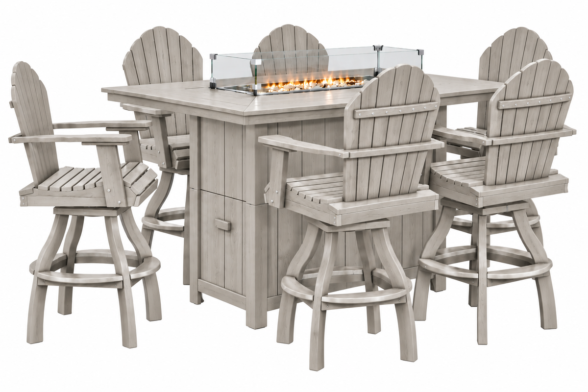 7-Piece Nantucket Pub Height Fire Pit Table Set