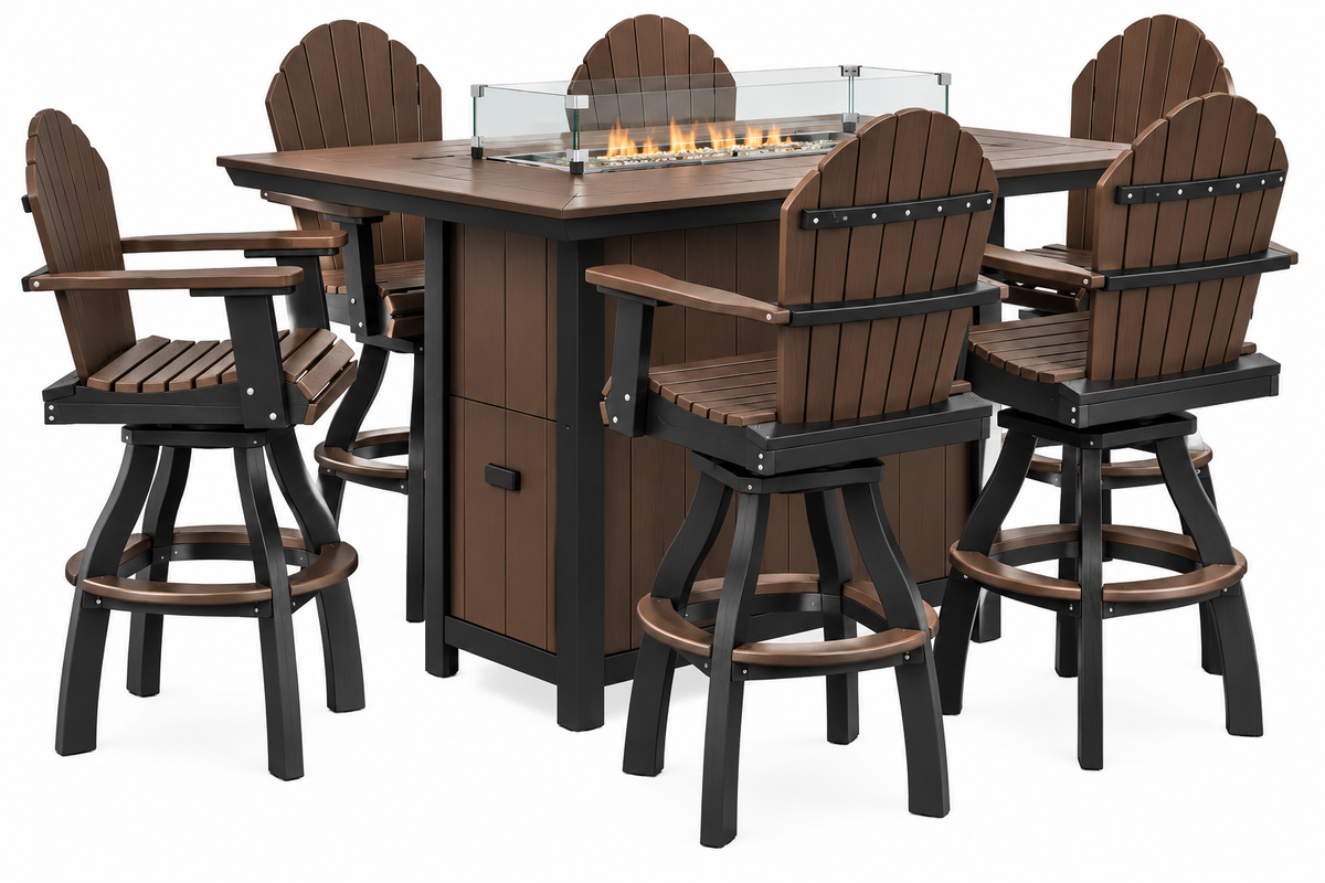 7-Piece Nantucket Pub Height Fire Pit Table Set