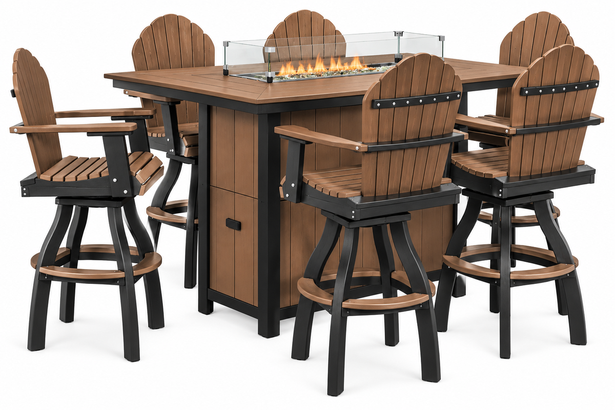 7-Piece Nantucket Pub Height Fire Pit Table Set