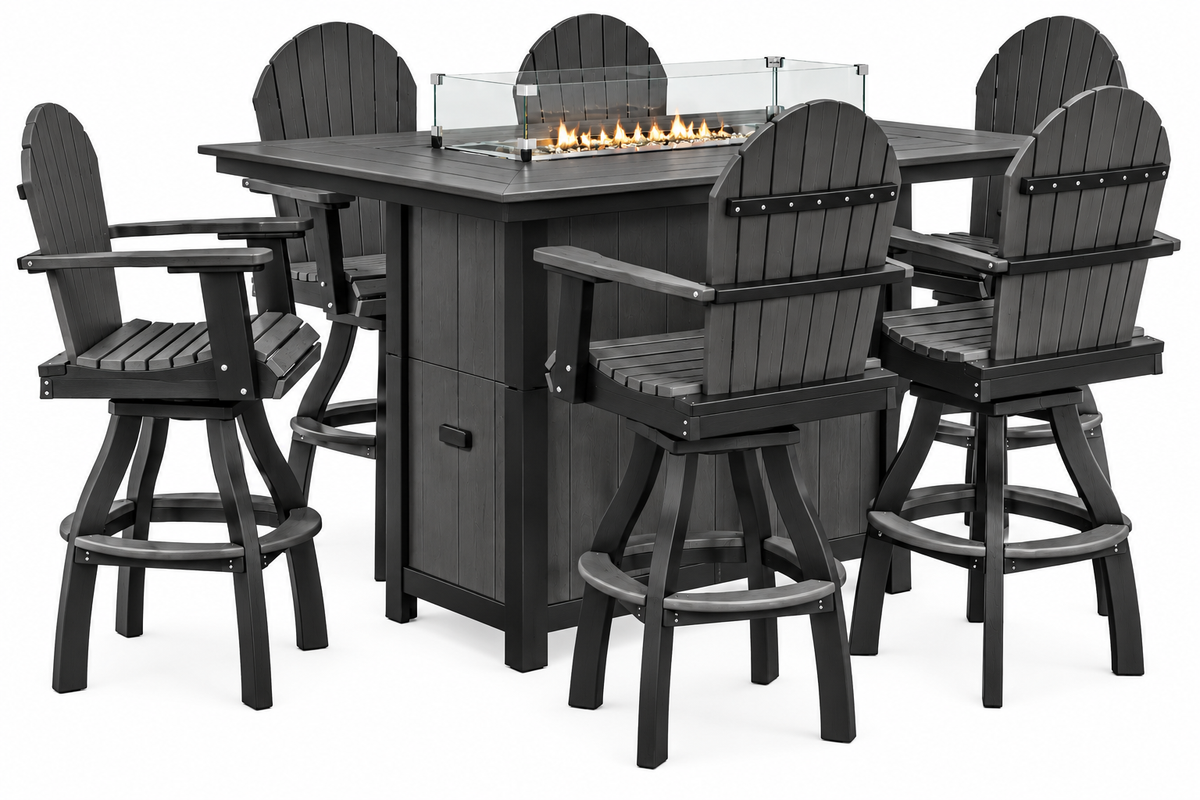 7-Piece Nantucket Pub Height Fire Pit Table Set