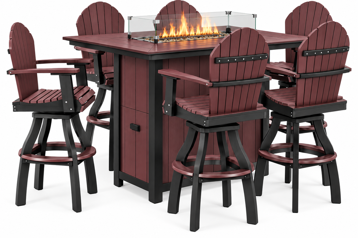 7-Piece Nantucket Pub Height Fire Pit Table Set