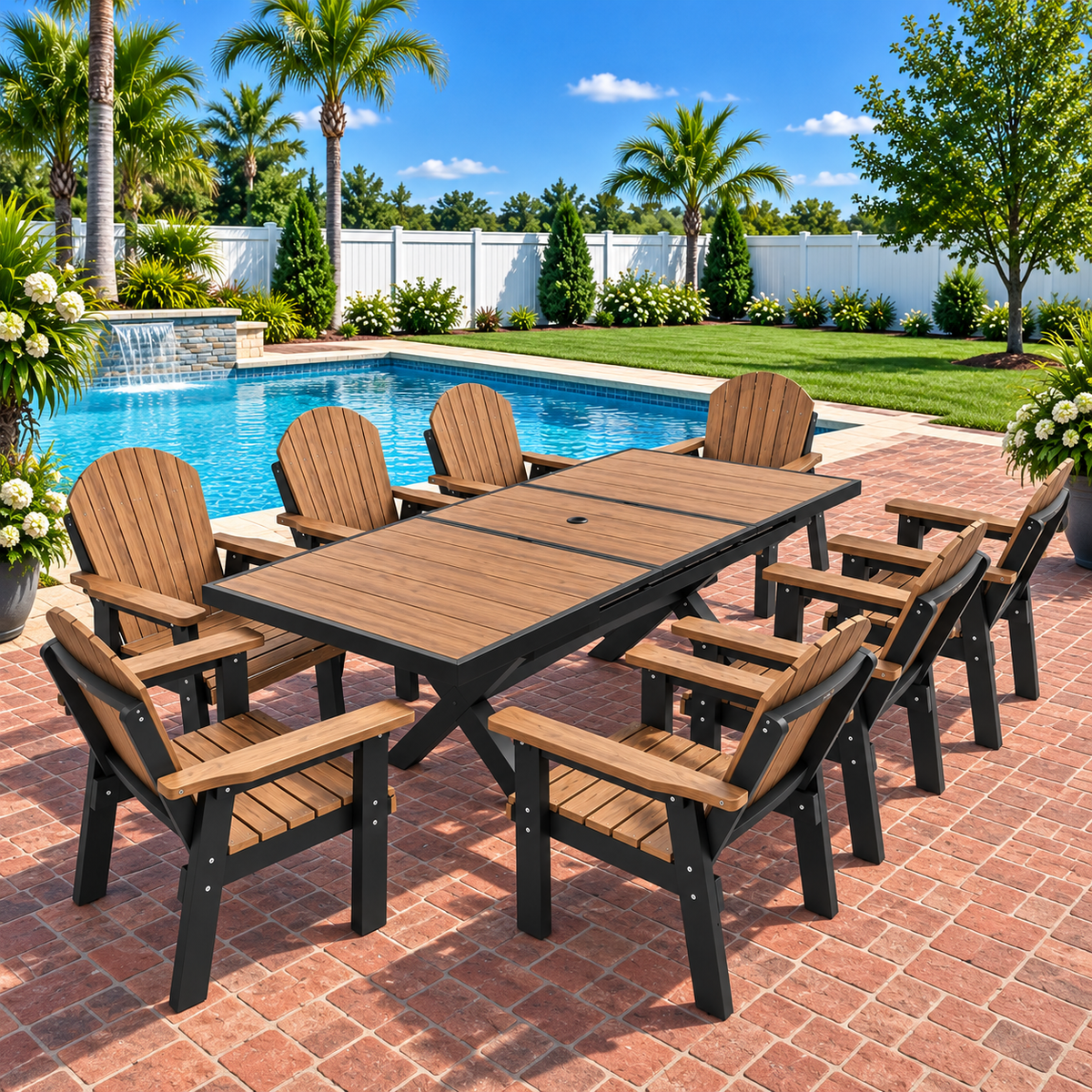 9-Piece Extension Adirondack Dining Table Set