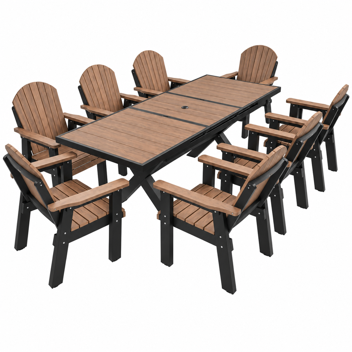 9-Piece Extension Adirondack Dining Table Set