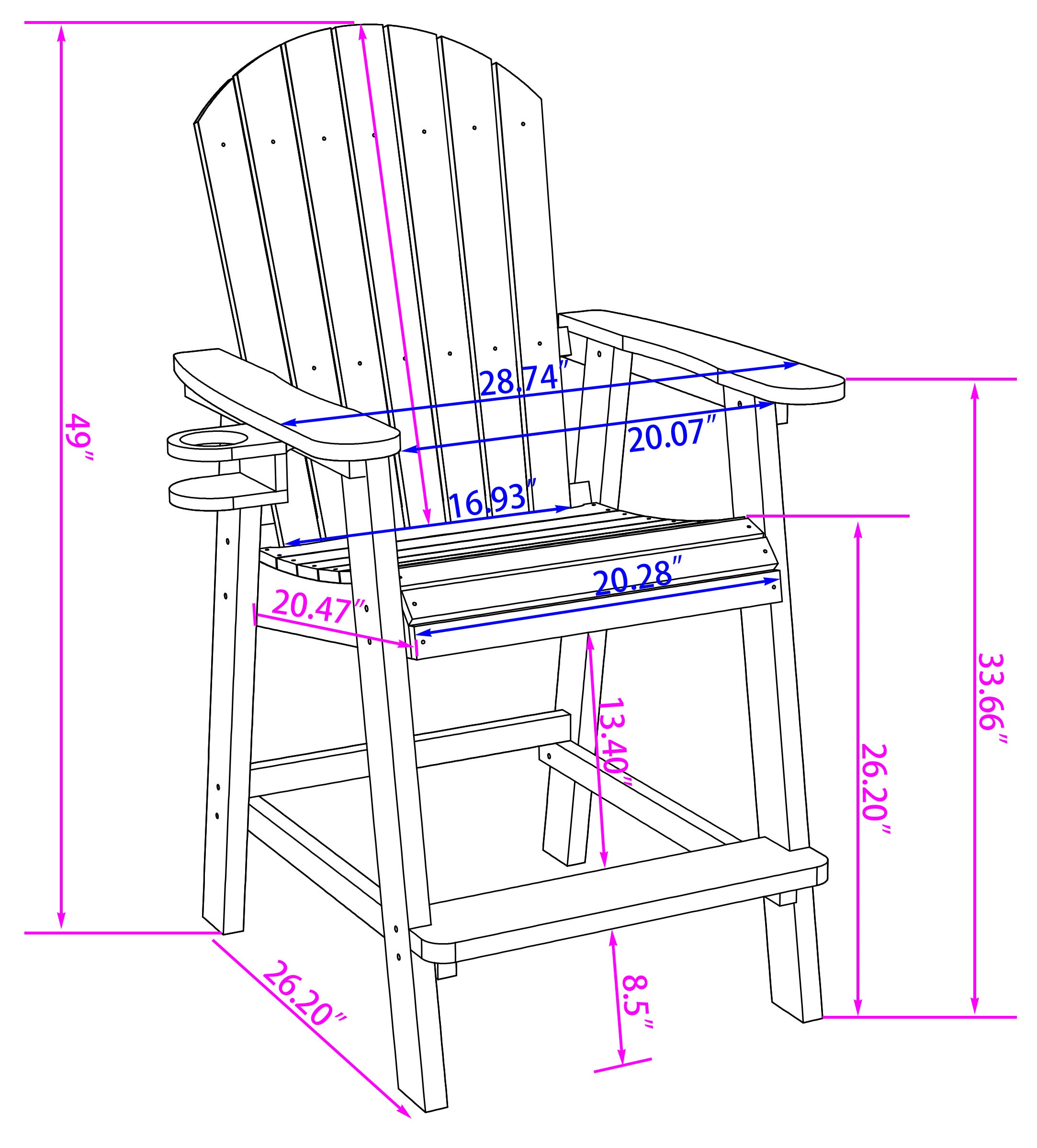 Counter Height Bistro Tete-a-tete With Cupholders