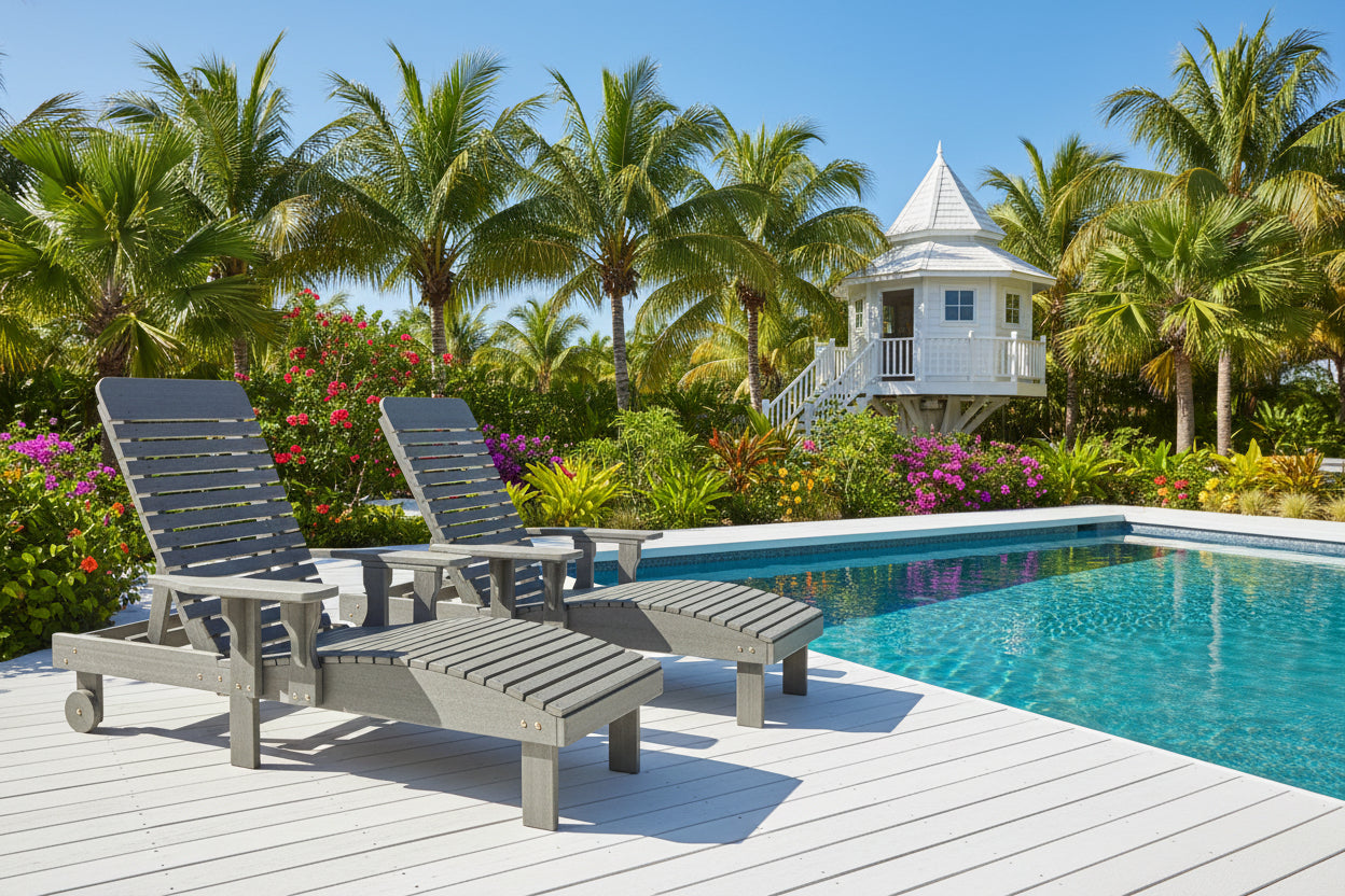 Traditional Chaise Lounge With Wheels And Adjustable Back