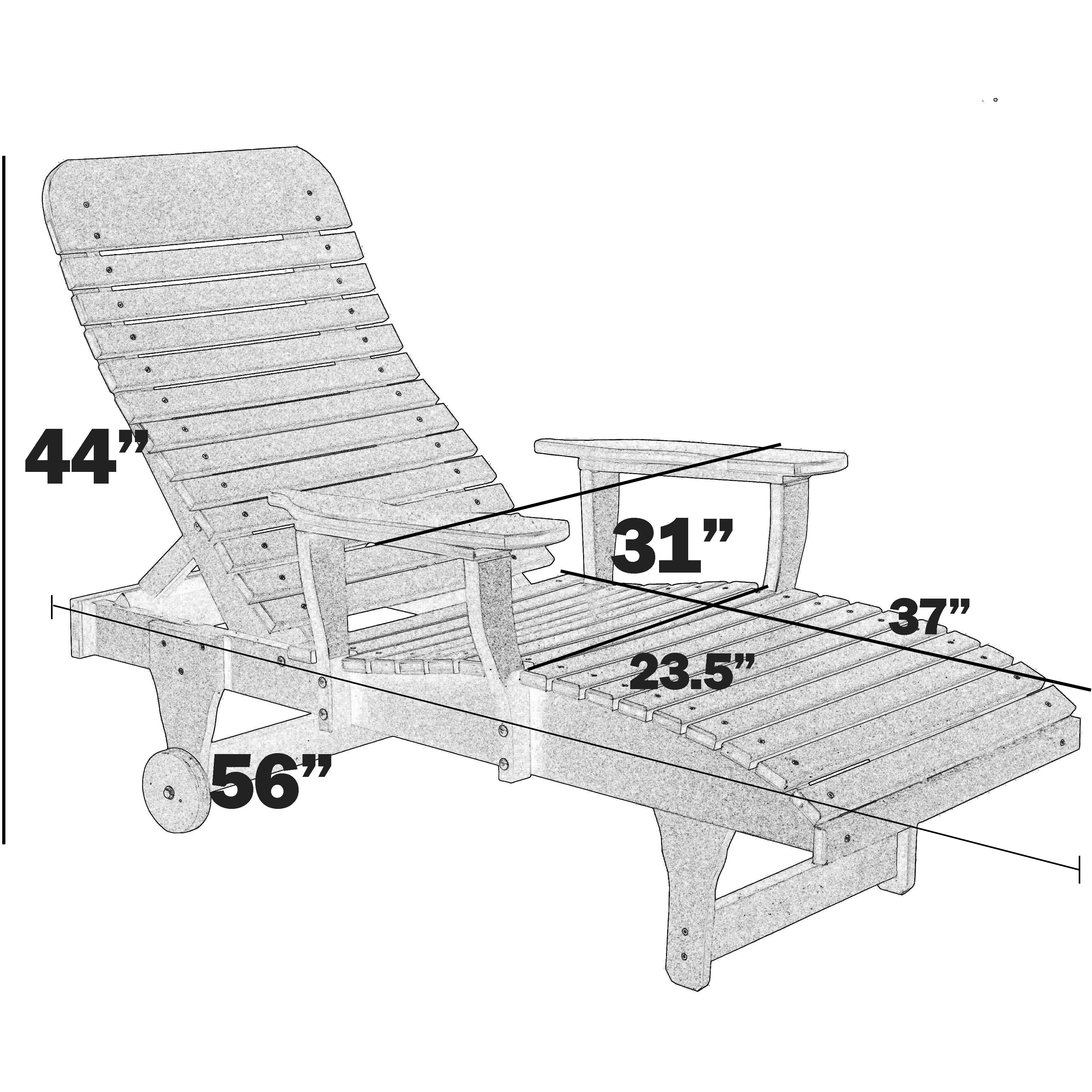 Traditional Chaise Lounge With Wheels And Adjustable Back