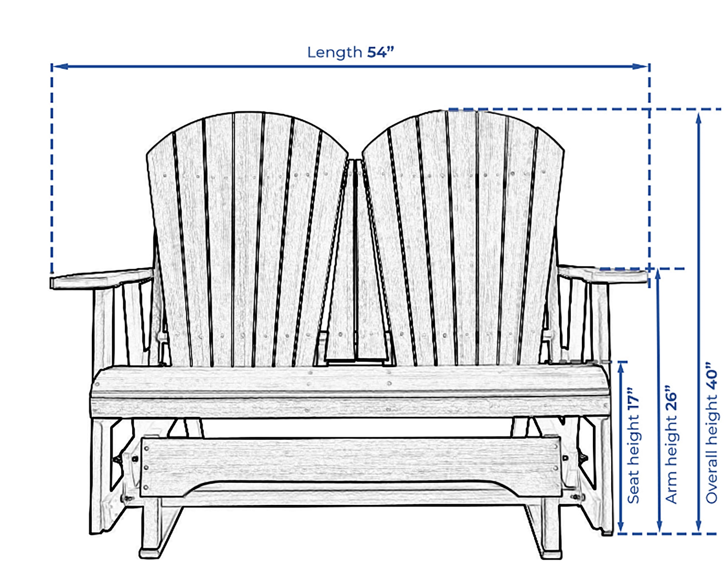 DuraWeather Poly Adirondack Loveseat Double Glider