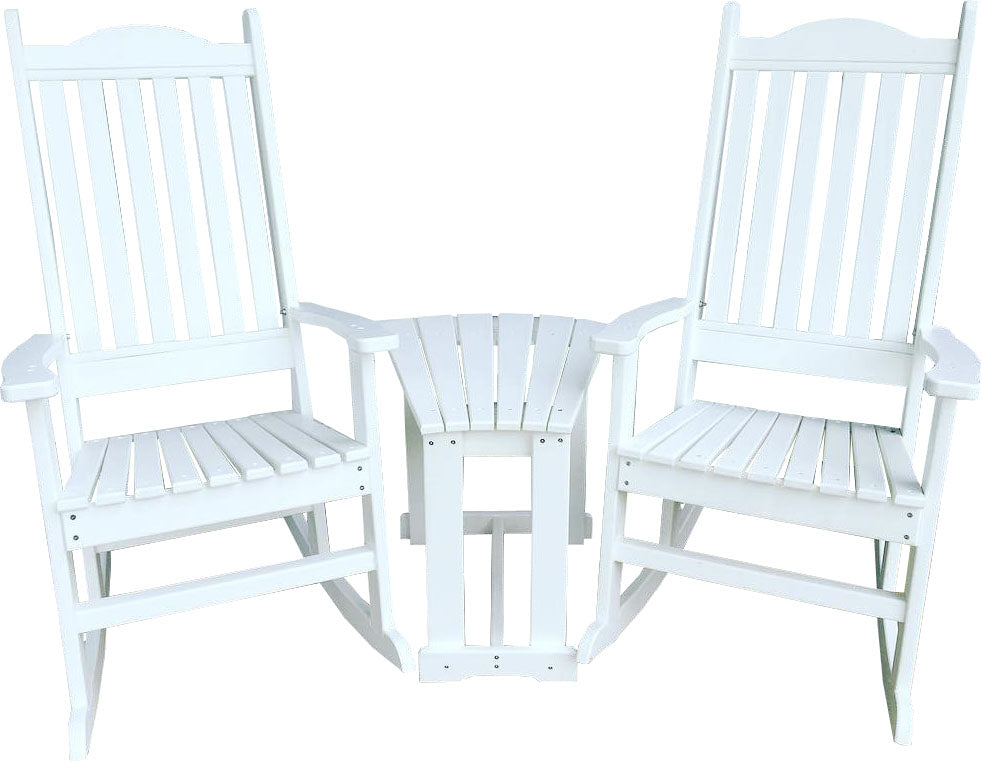 Set of 2 Mission Porch Rockers with Fan Side Table