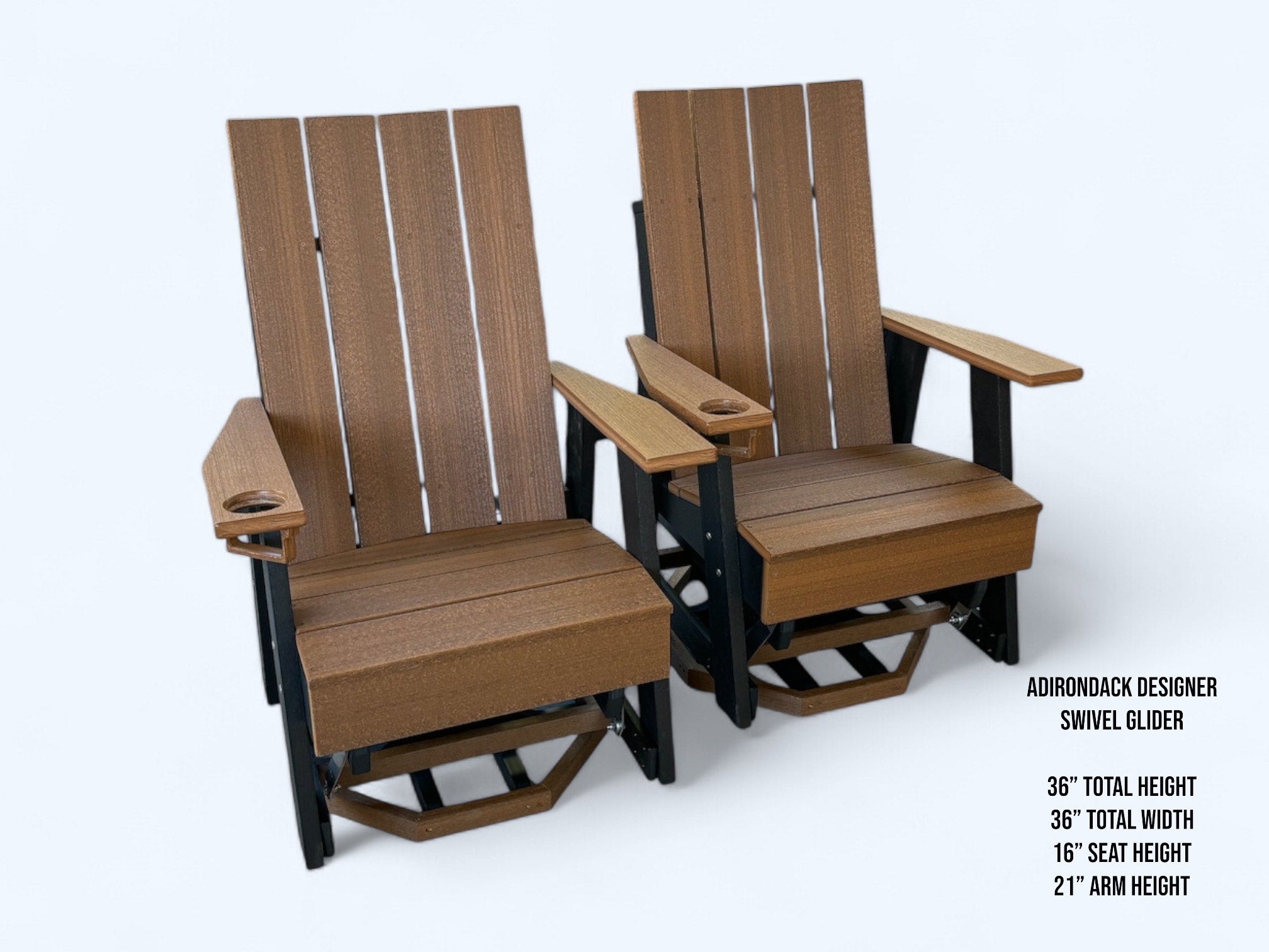 Set of Two Edge Modern Single Gliders with Cup Holders