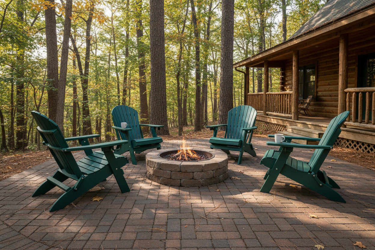 Set of 4 Folding Adirondack Chairs With Built-in Cup Holders King Size