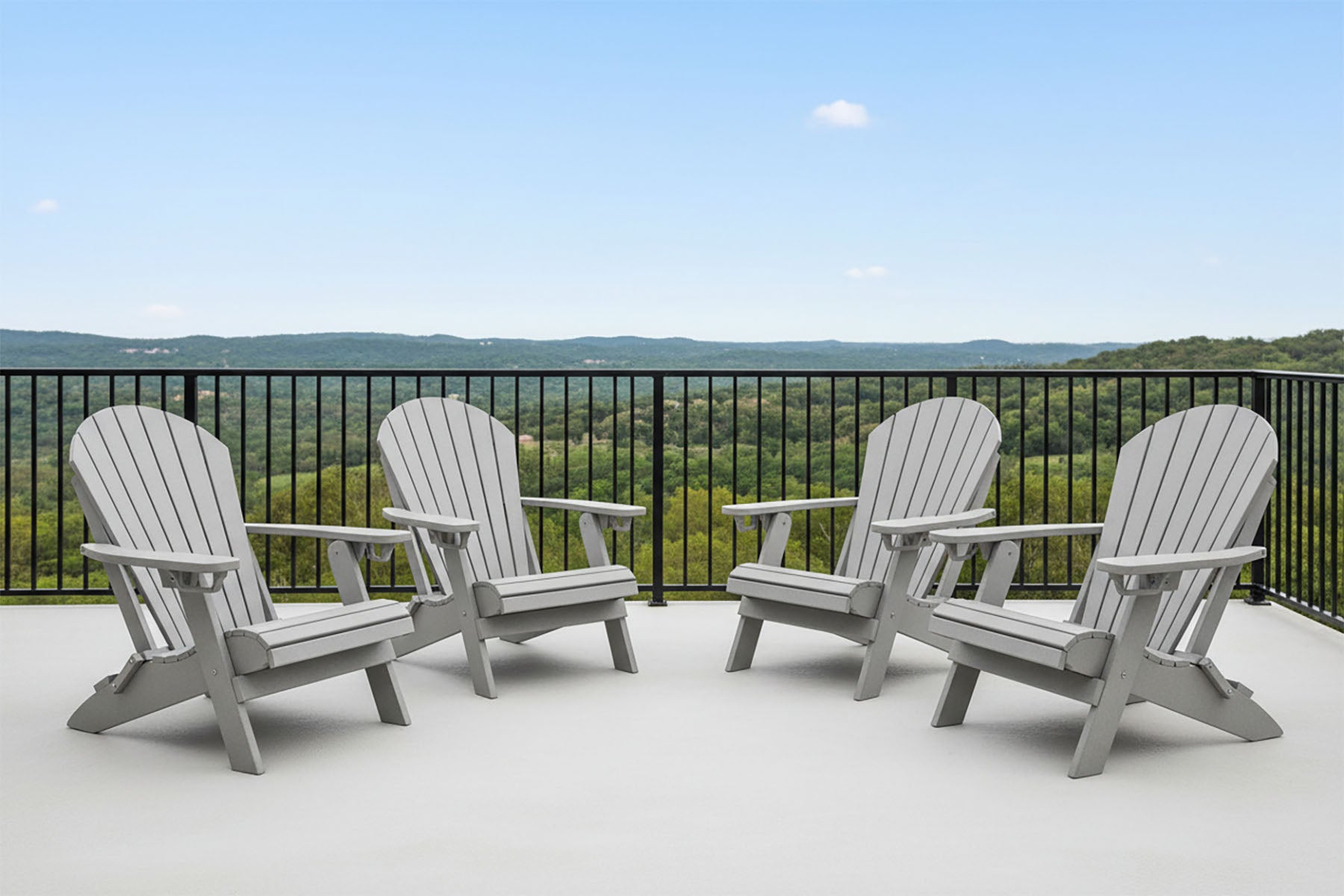 Set of 4 Folding Adirondack Chairs With Built-in Cup Holders King Size