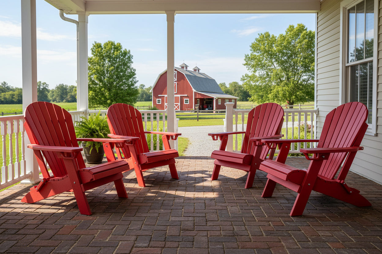 Set of 4 Folding Adirondack Chairs With Built-in Cup Holders King Size