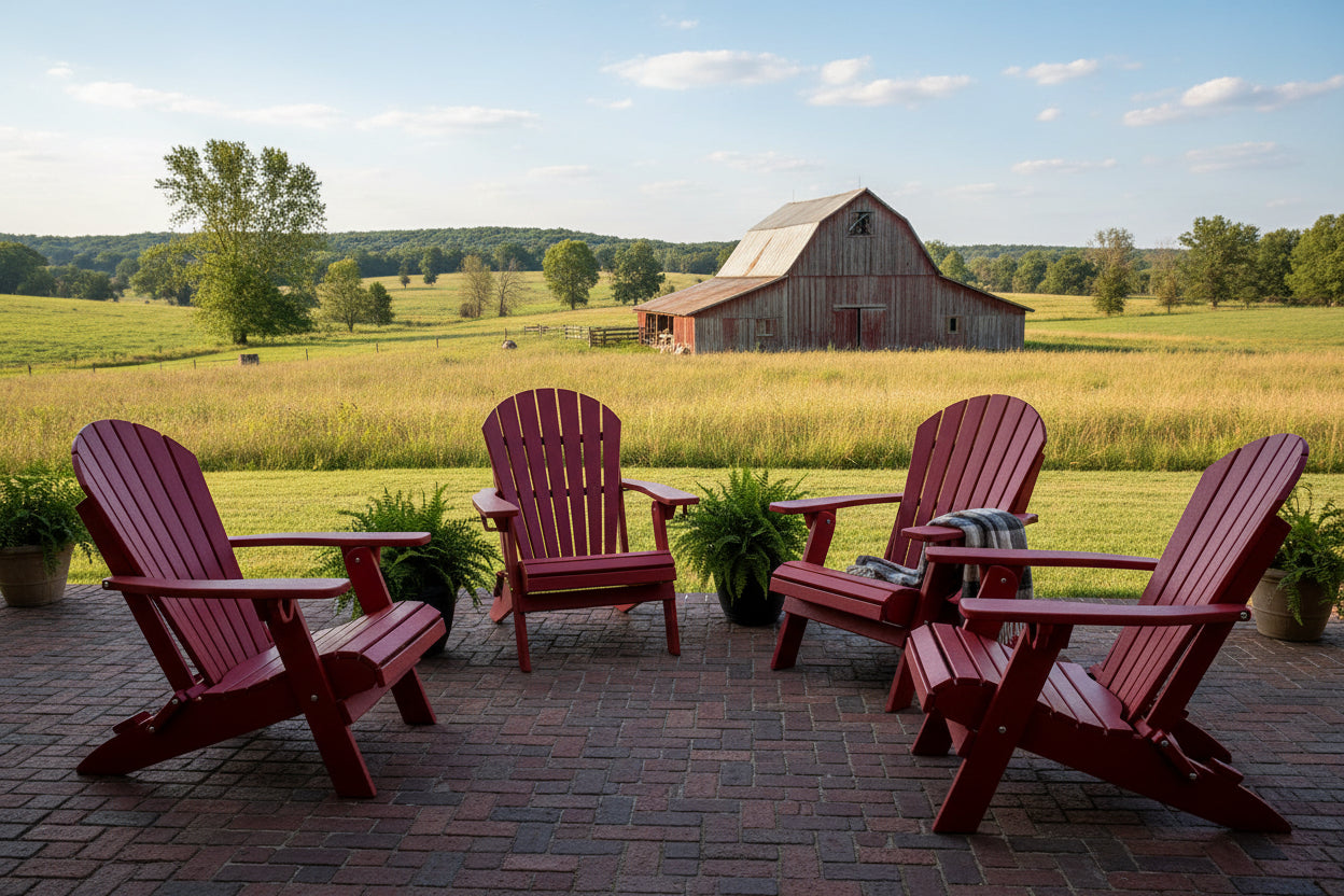 Set of 4 Folding Adirondack Chairs With Built-in Cup Holders King Size