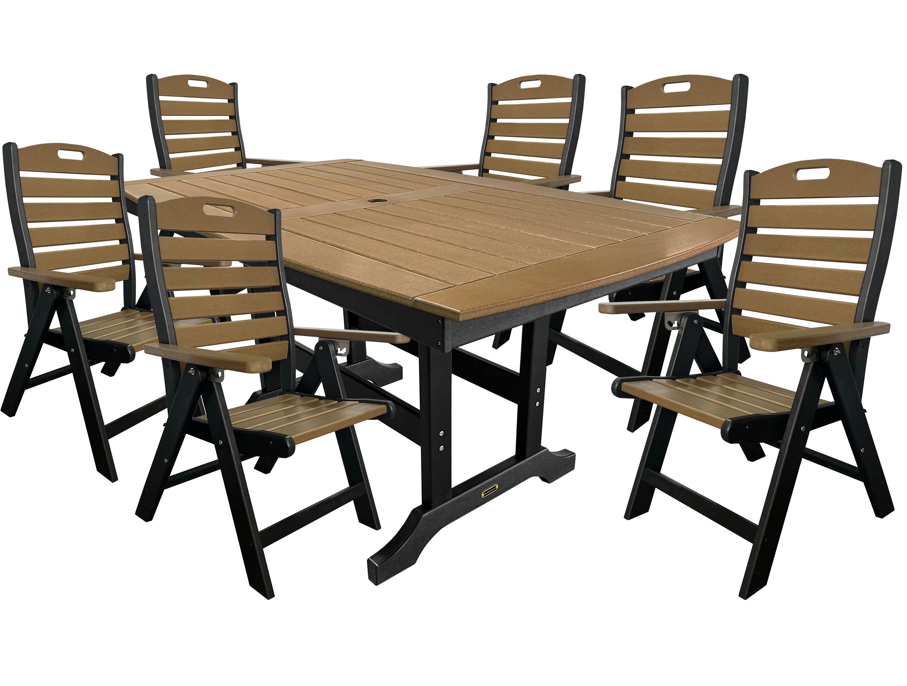 7-Piece Savannah Dining Table Set With Folding & Reclining Chairs