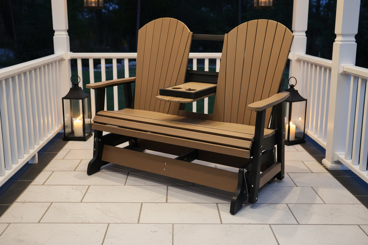 Classic Adirondack 5'ft Glider Console with Cupholders