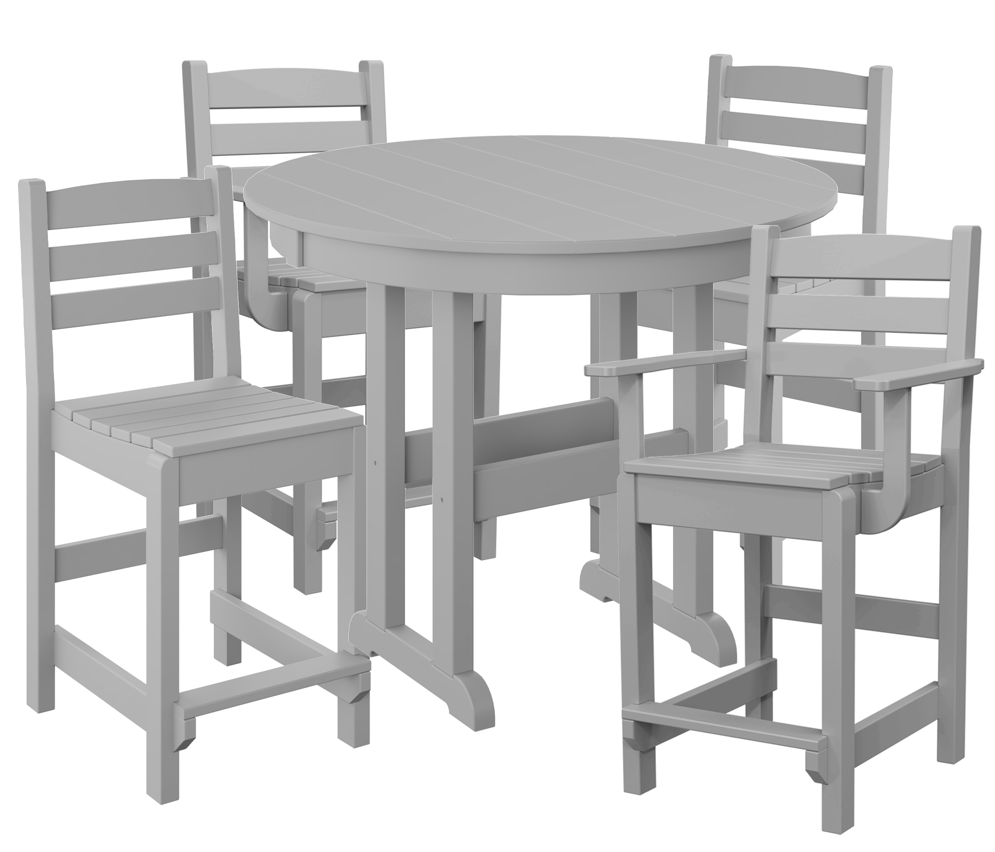 DURAWEATHER POLY® 5-Piece 38” Farmhouse Counter Set Two Side Chairs Two Arm Chairs