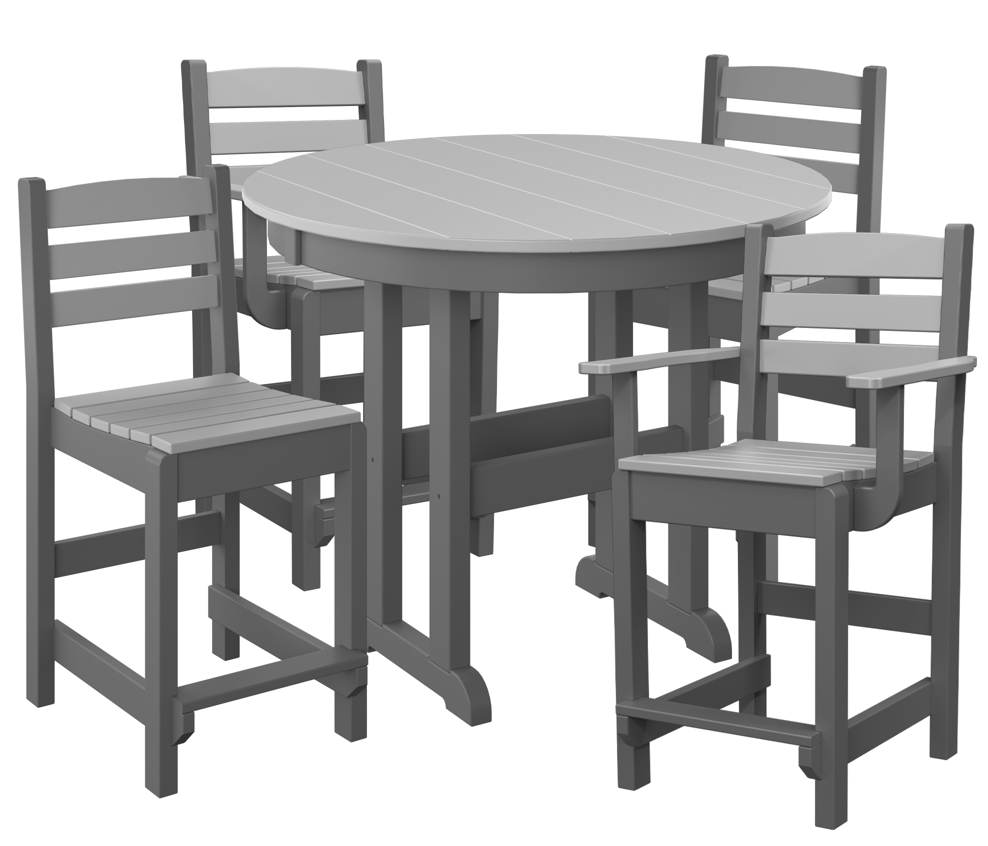 DURAWEATHER POLY® 5-Piece 38” Farmhouse Counter Set Two Side Chairs Two Arm Chairs
