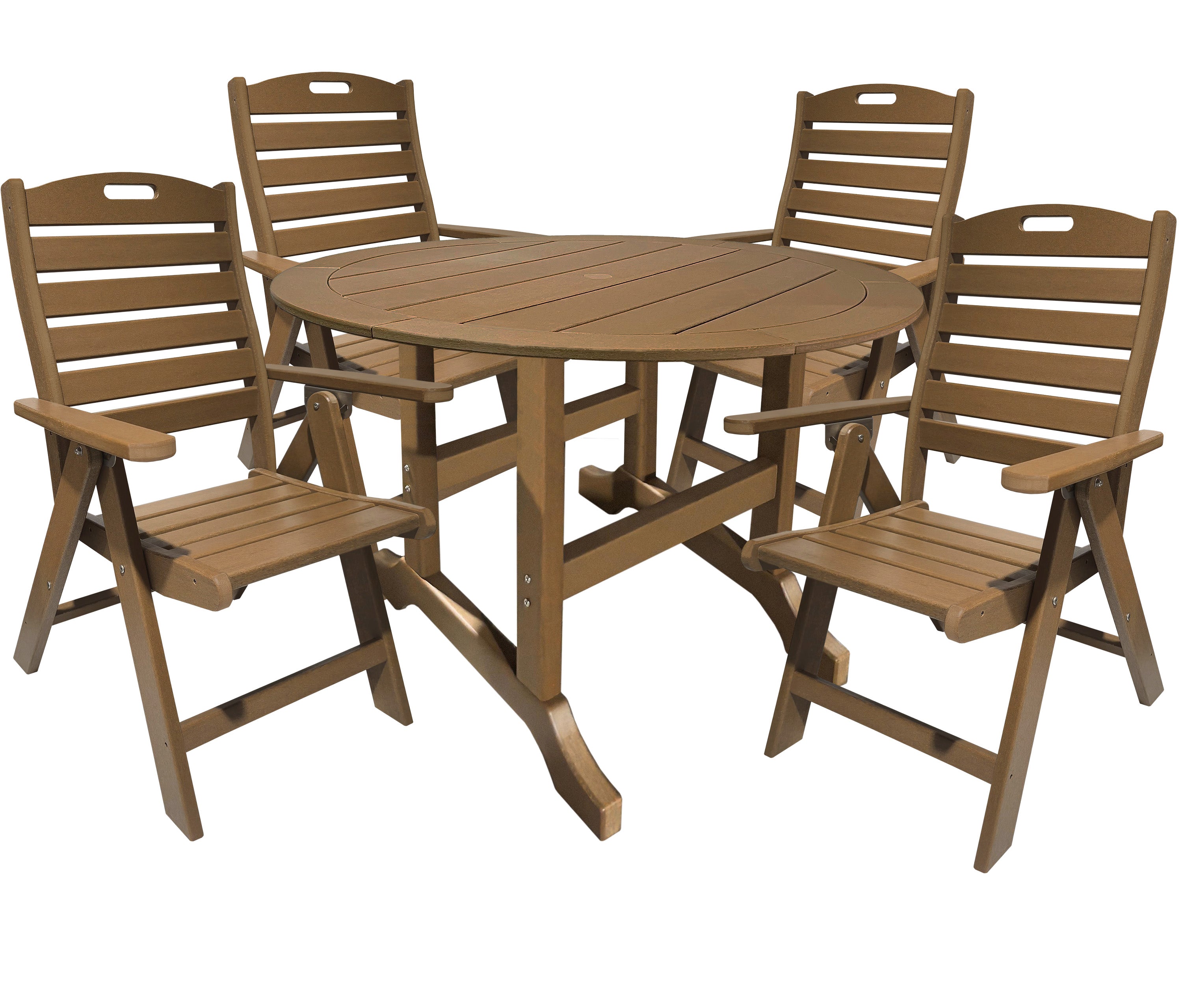 5-Piece Savannah Dining Table Set With Folding & Reclining Chairs