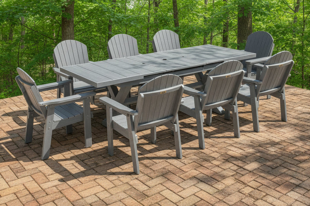 9-Piece Extension Adirondack Dining Table Set