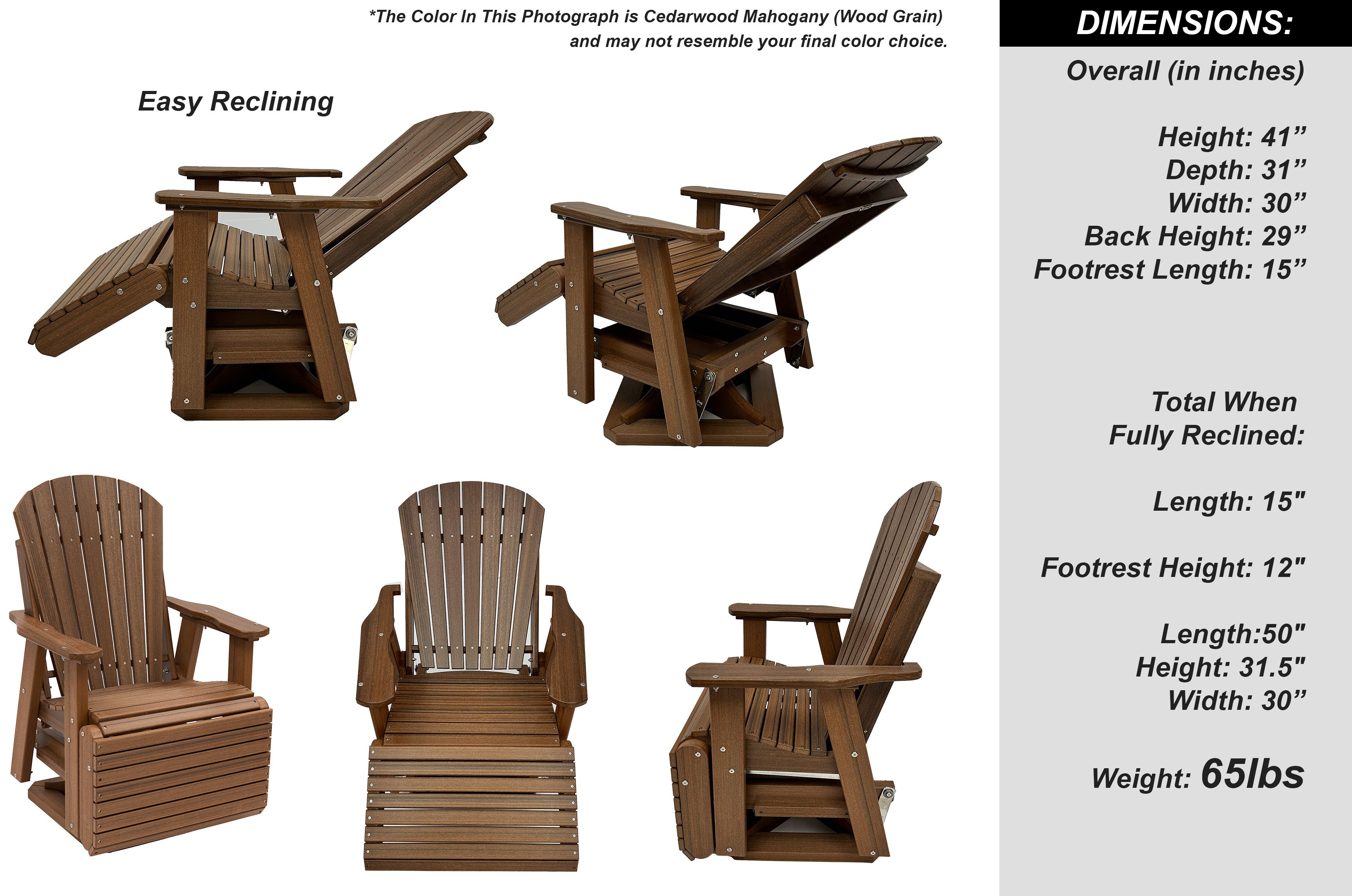 Swivel And Reclining King Size Adirondack Chair