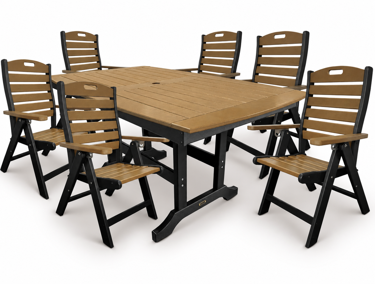 7-Piece Savannah Dining Table Set With Folding & Reclining Chairs (Presale)