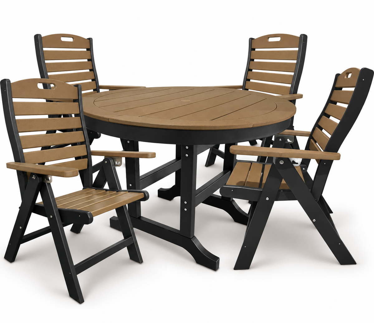 5-Piece Savannah Dining Table Set With Folding & Reclining Chairs