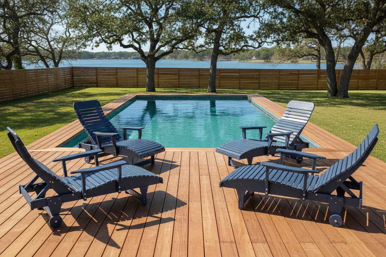 Traditional Chaise Lounge With Wheels And Adjustable Back