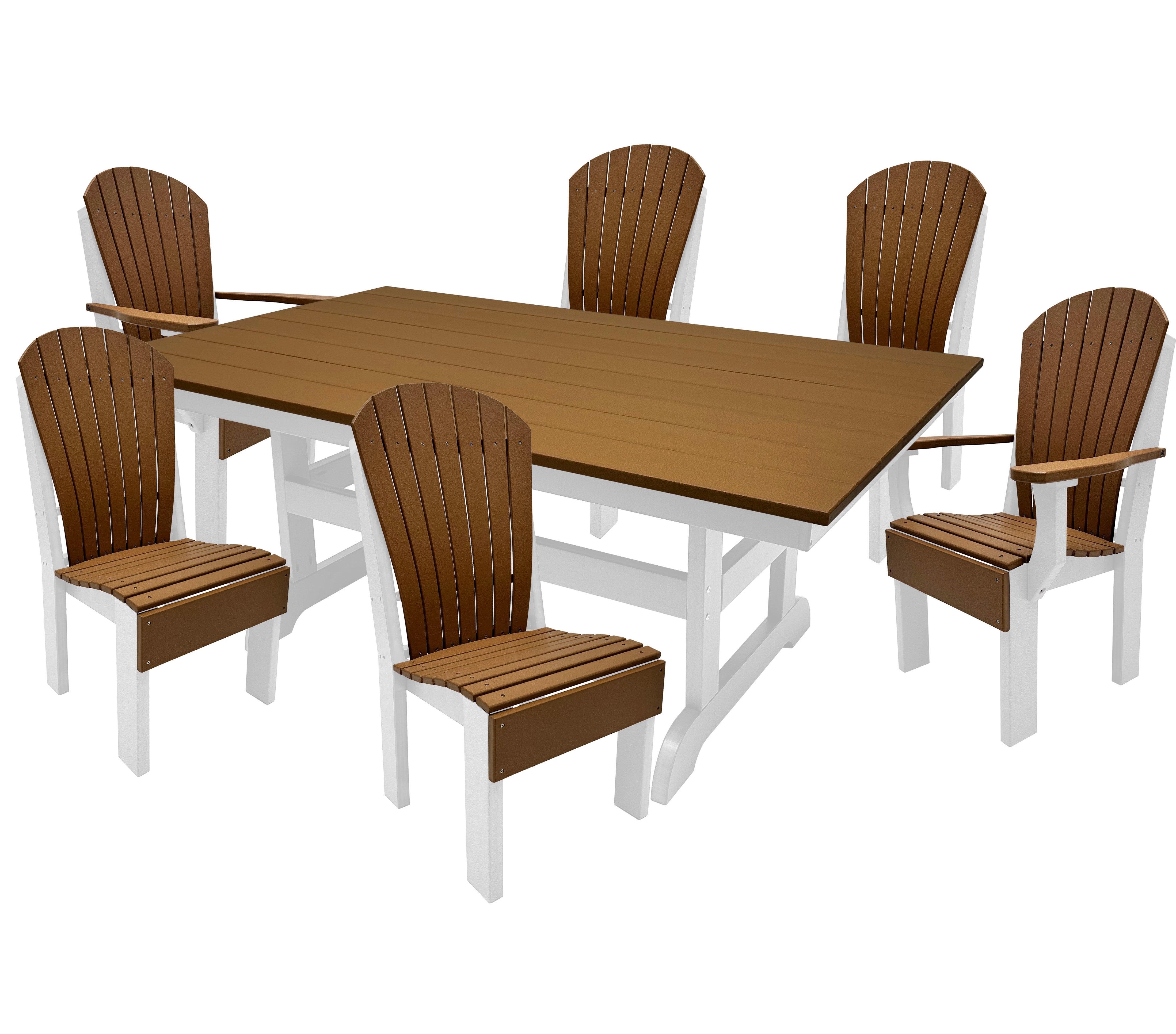 7-Piece Farmhouse Adirondack Dining Table Set With 2 Arm Chairs And 4 Side Chairs